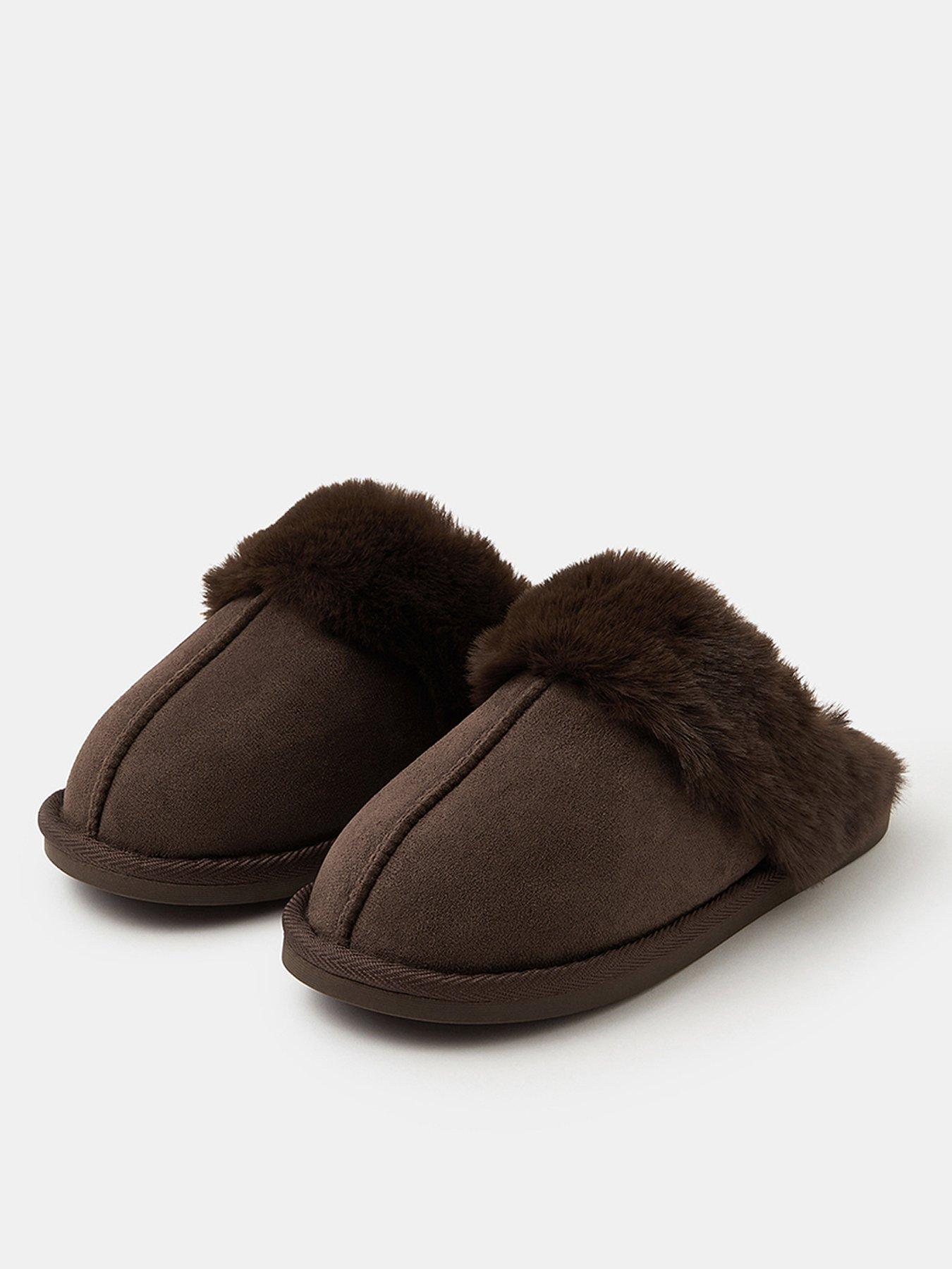 Image 2 of 5 of Accessorize Suedette Mule Slippers - Brown