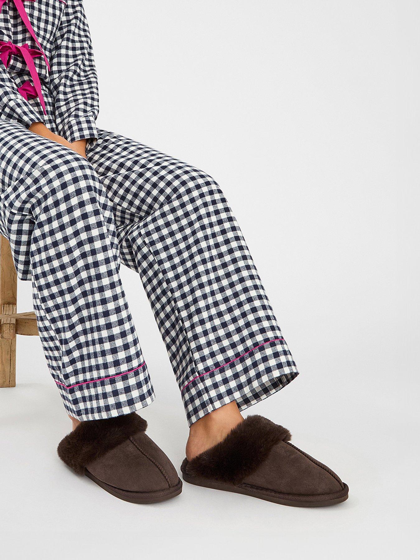 Image 4 of 5 of Accessorize Suedette Mule Slippers - Brown