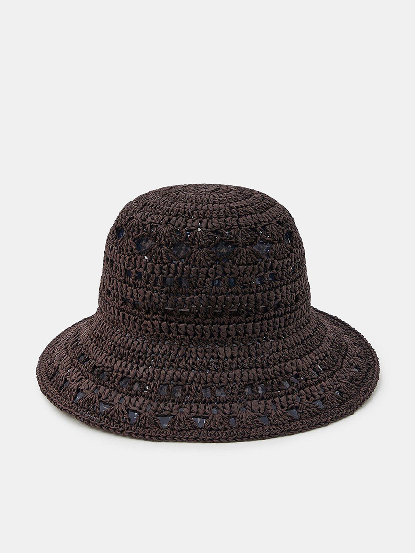 Accessorize Crochet Raffia Bucket Hat