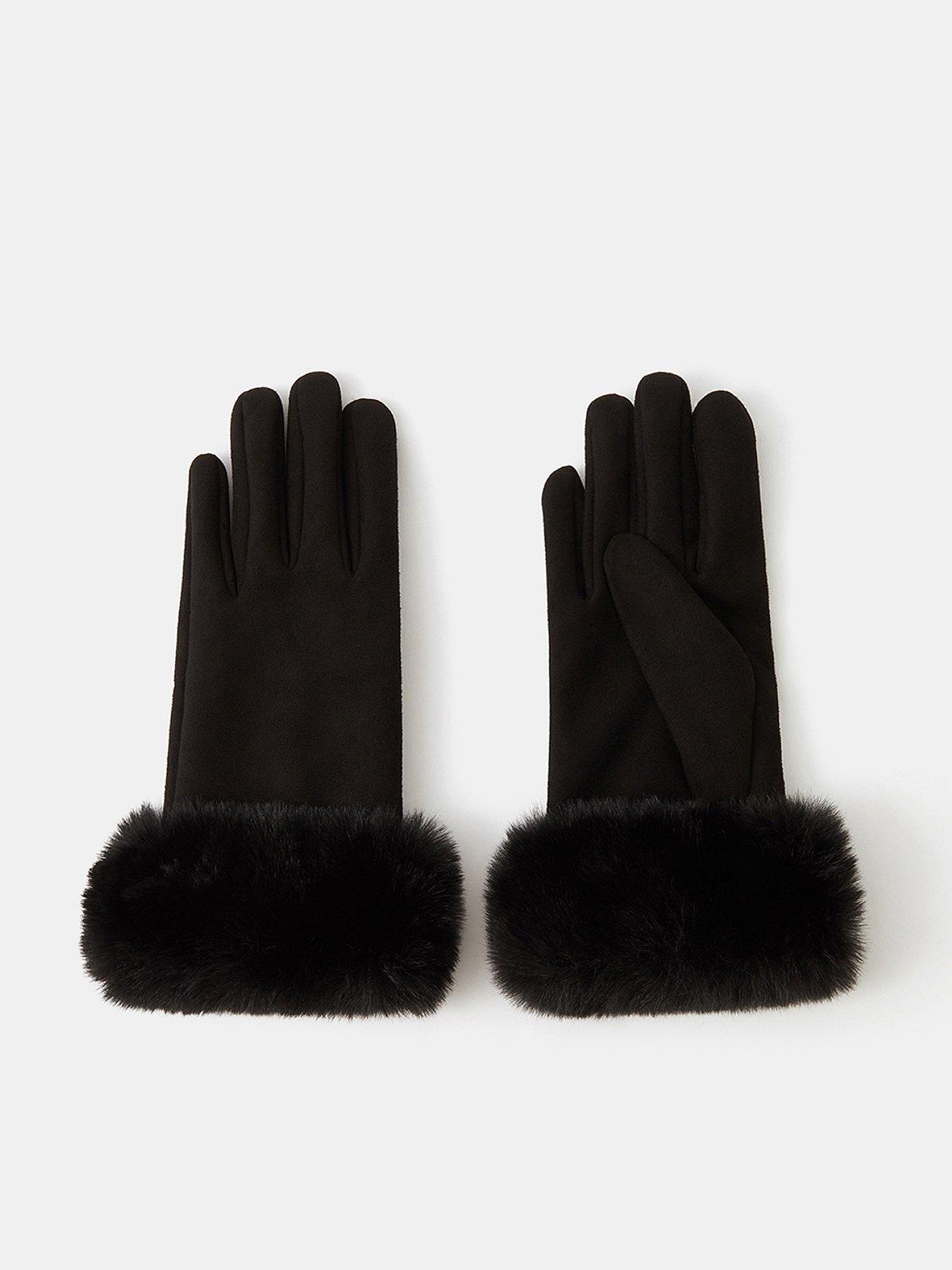 Accessorize Suedette Cuff Gloves - Black