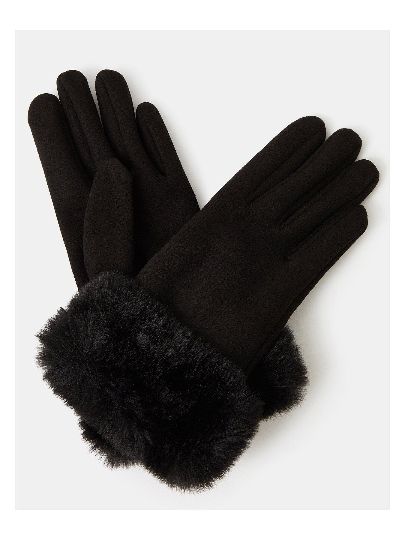 Image 2 of 2 of Accessorize Suedette Cuff Gloves - Black