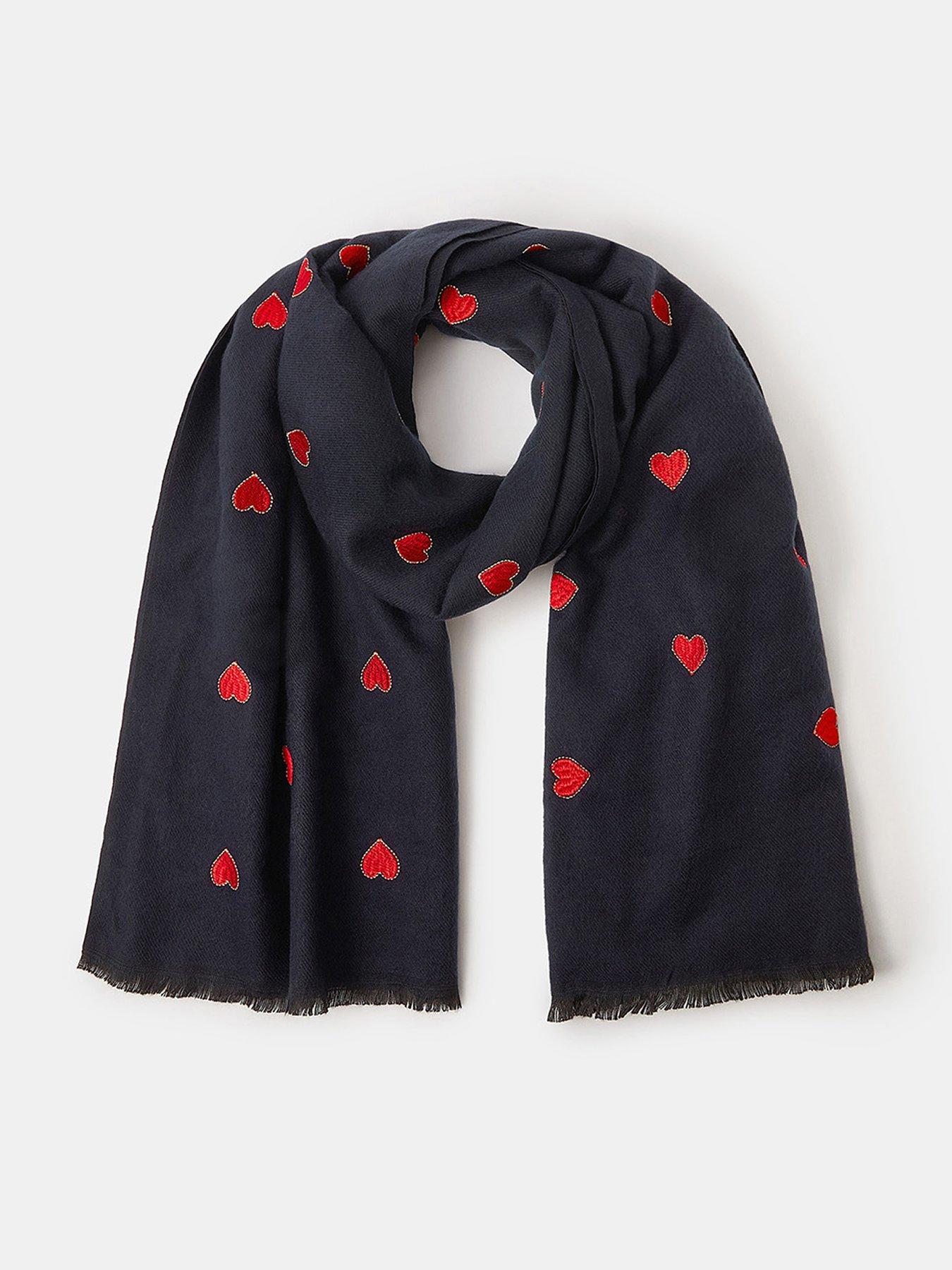 Image 1 of 2 of Accessorize Heart Embroidered Blanket Scarf - Blue