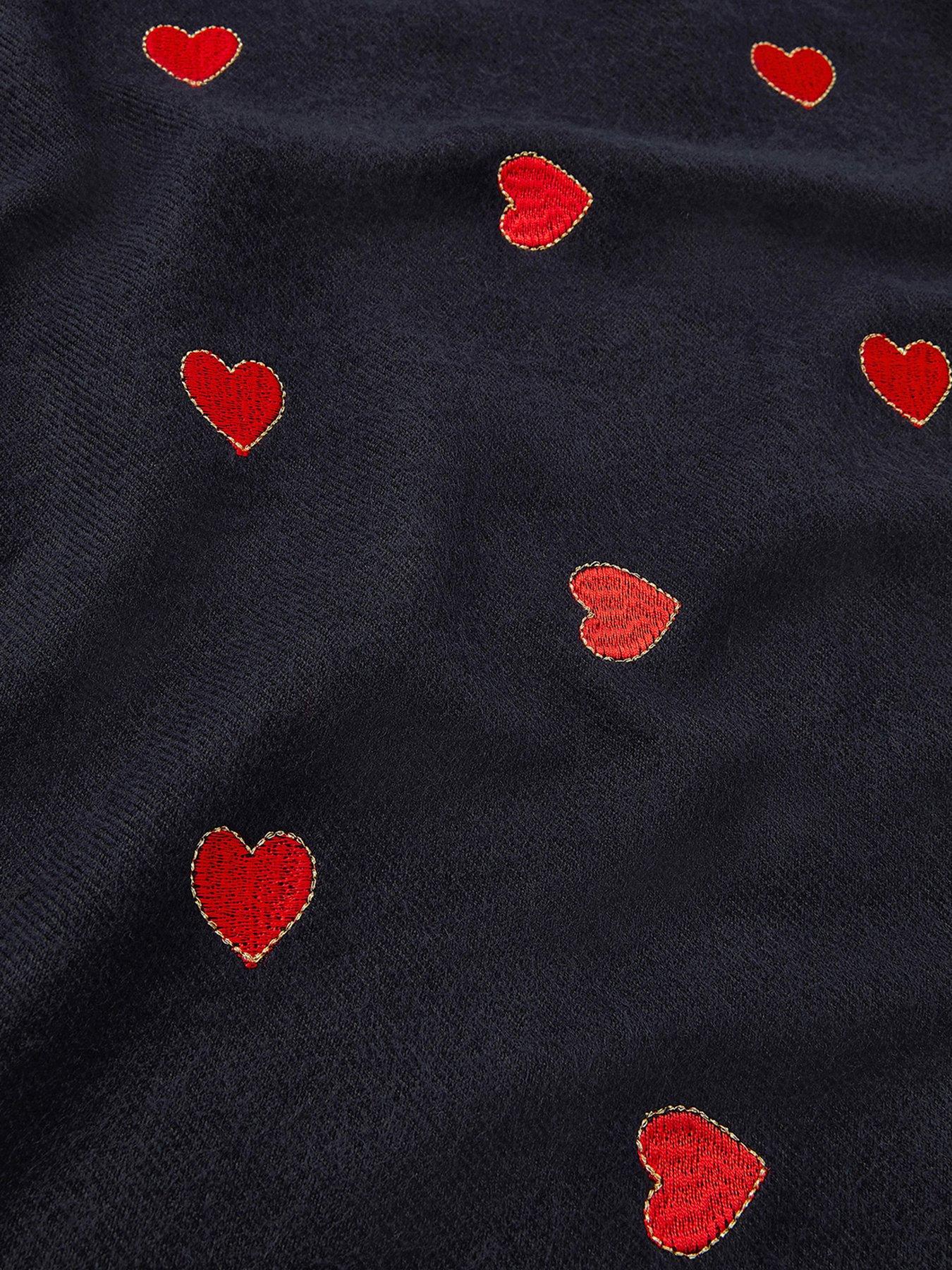 Image 2 of 2 of Accessorize Heart Embroidered Blanket Scarf - Blue