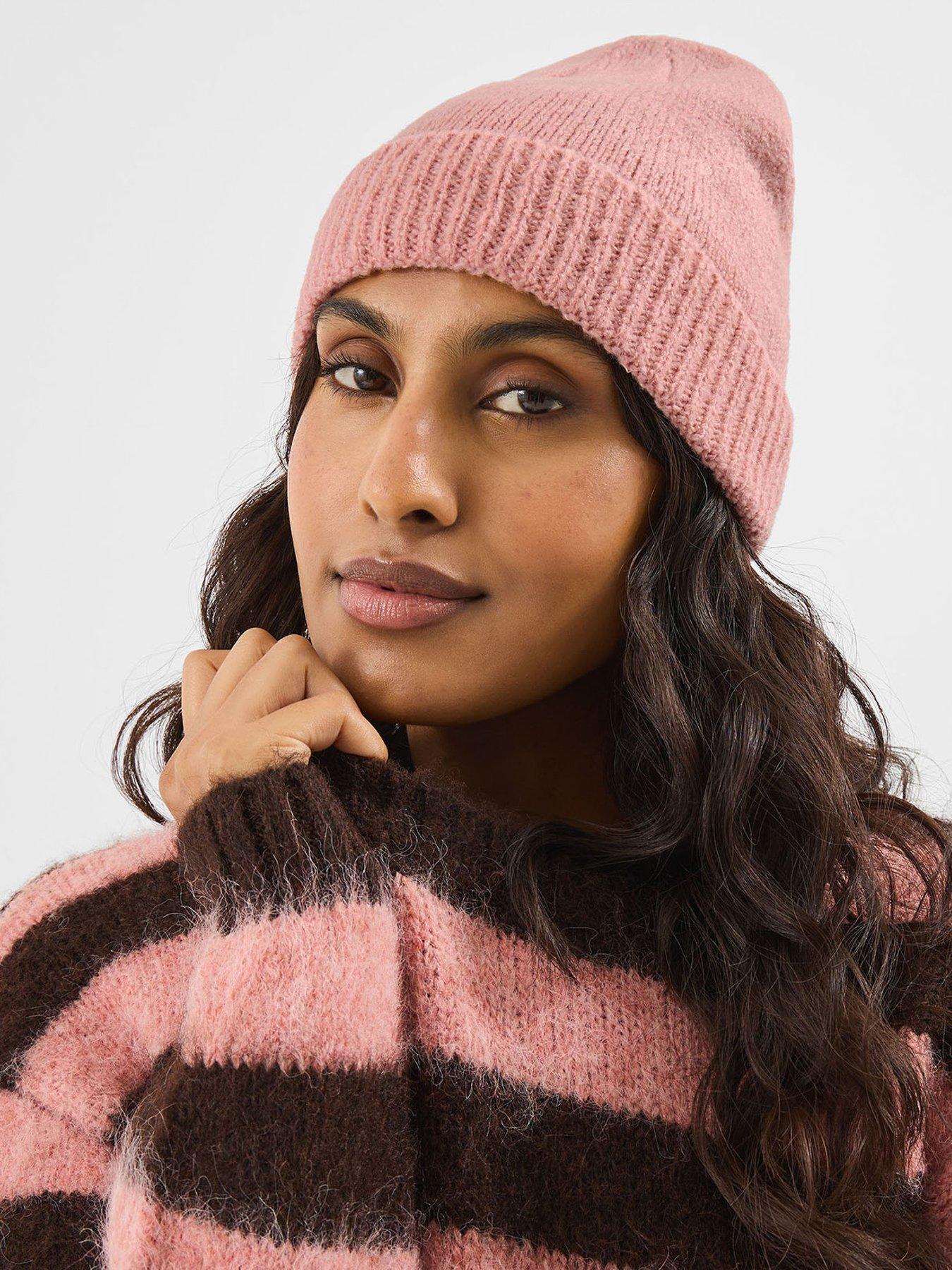 Image 2 of 3 of Accessorize Plain Beanie Hat - Pink