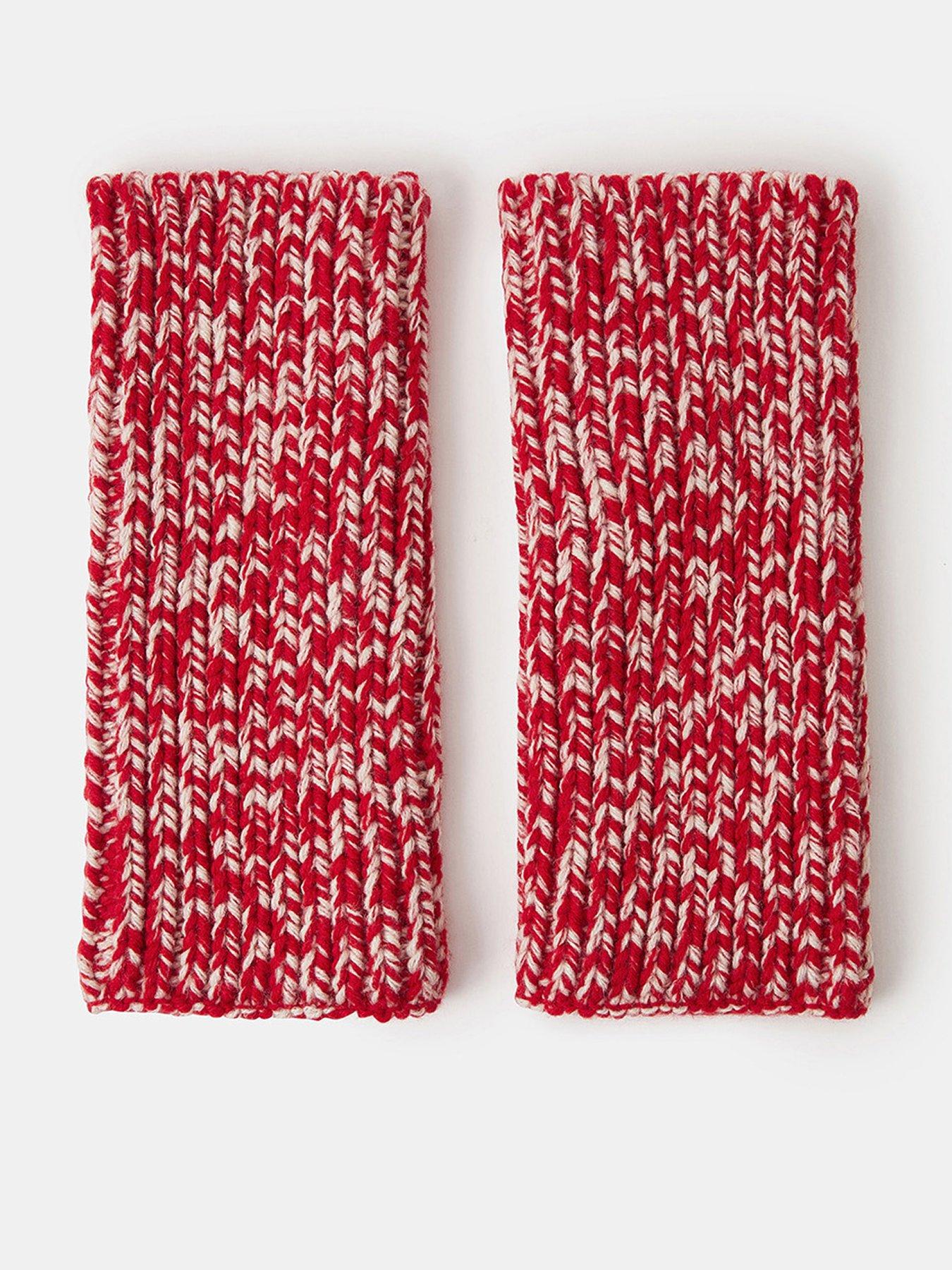 Accessorize Chunky Two Tone Wrist Warmers - Red