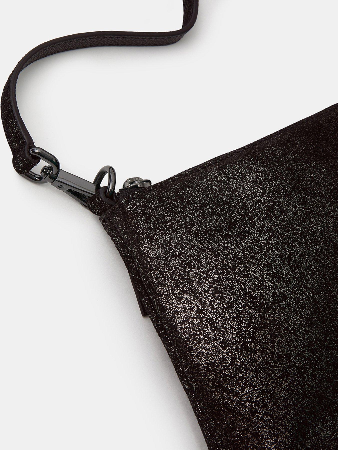  image of accessorize-metallic-crossbody-bag-black