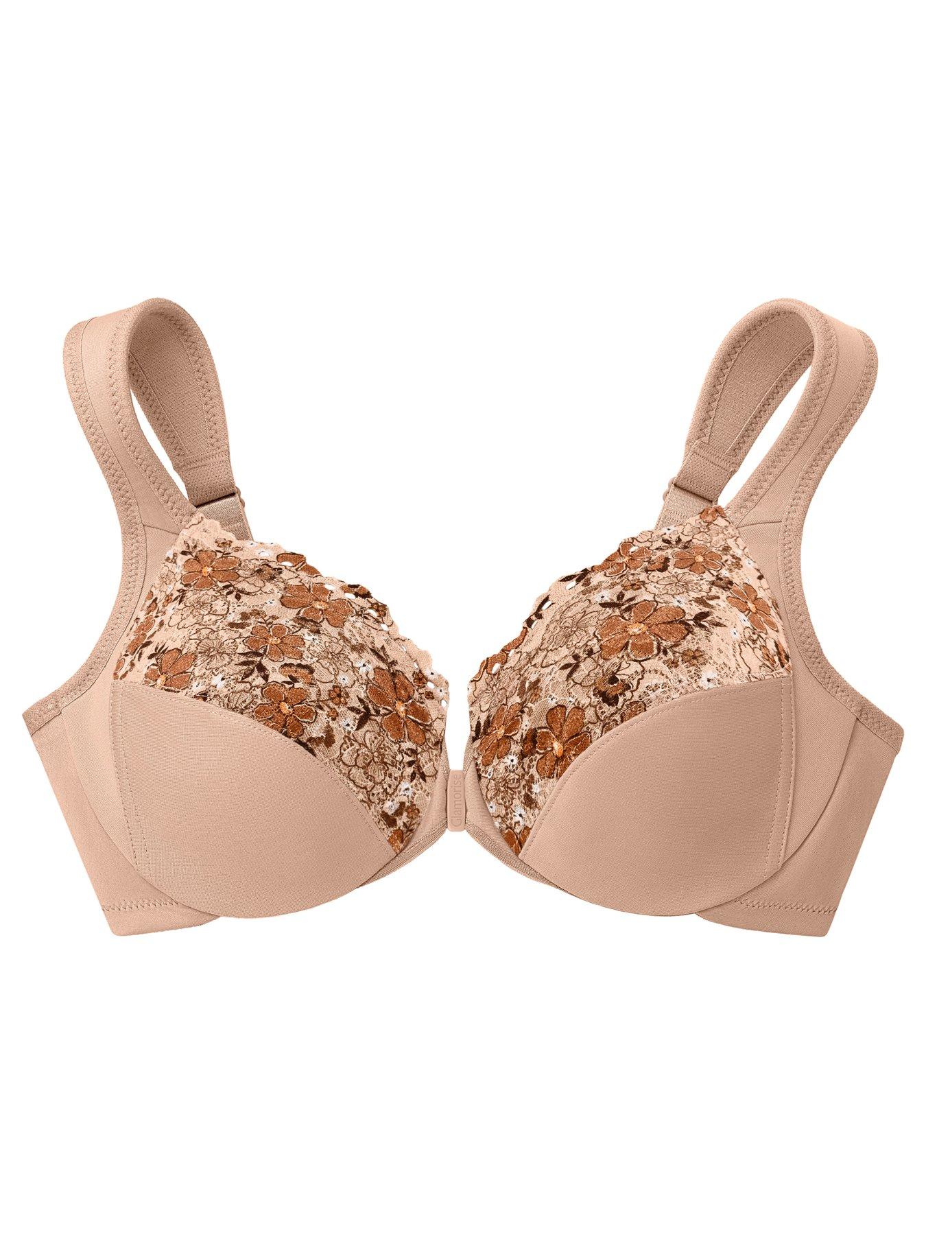  image of glamorise-1245-wonder-wire-bra-cafe-print