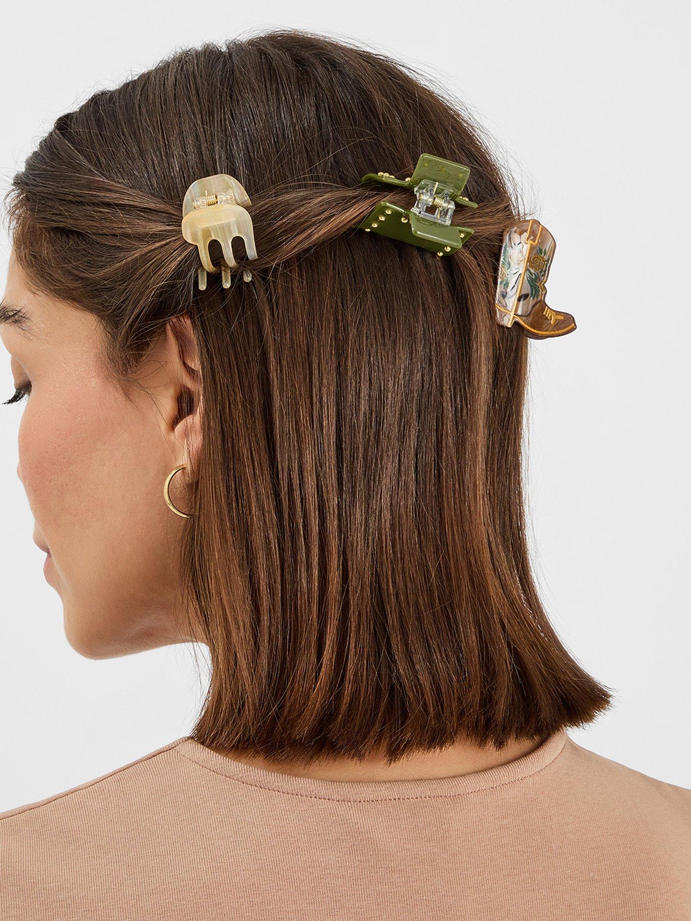 Image 2 of 3 of Accessorize 3-Pack Mix Cowboy Stud Claw Clips - Multi