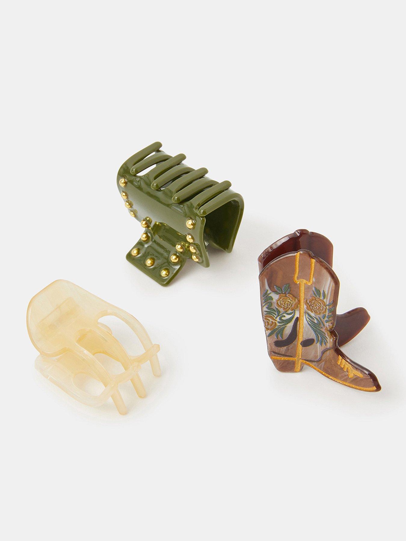 Image 3 of 3 of Accessorize 3-Pack Mix Cowboy Stud Claw Clips - Multi