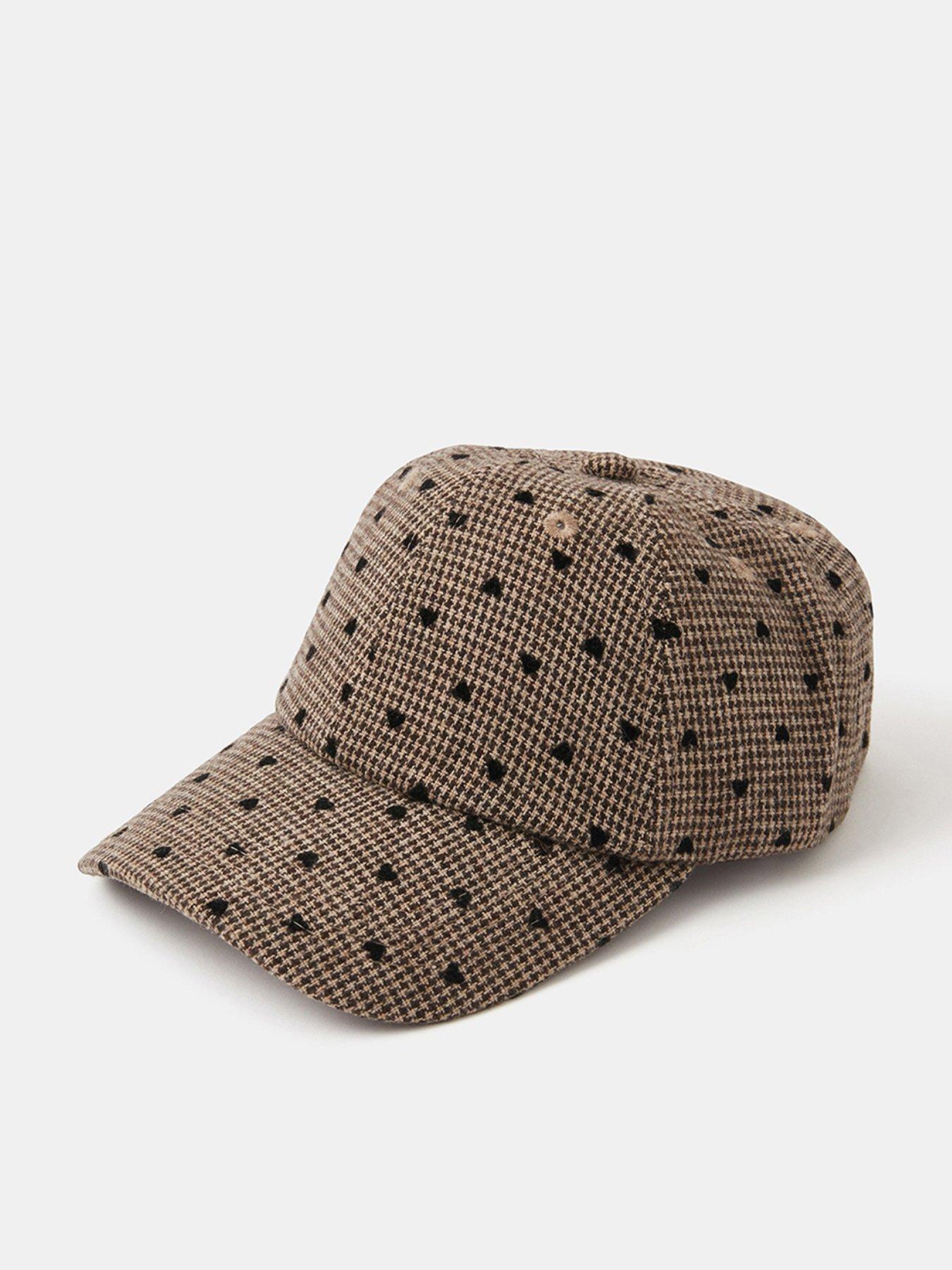 Accessorize Heart Houndstooth Baseball Cap - Brown