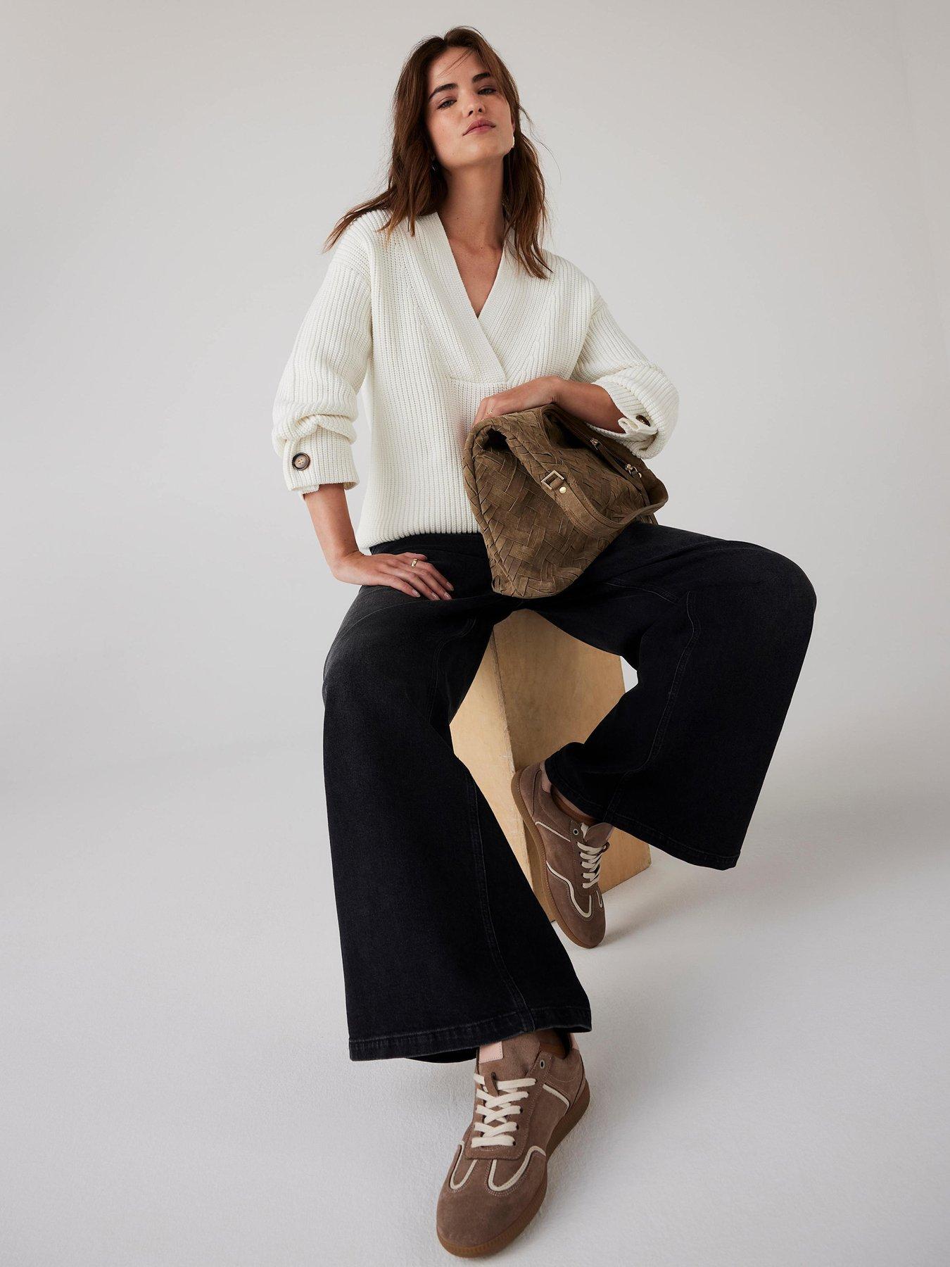  image of mint-velvet-cream-v-neck-jumper-white