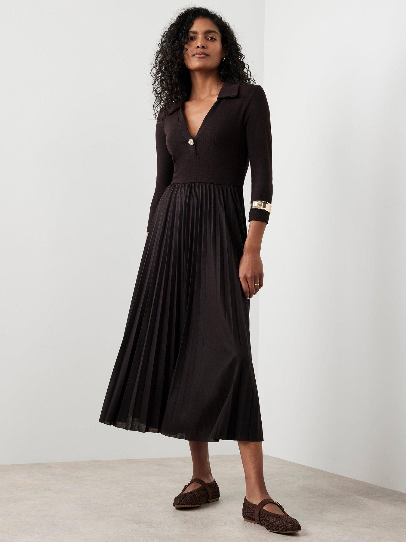 Image 3 of 6 of Mint Velvet Choc Polo Jersey Midi Dress - Brown