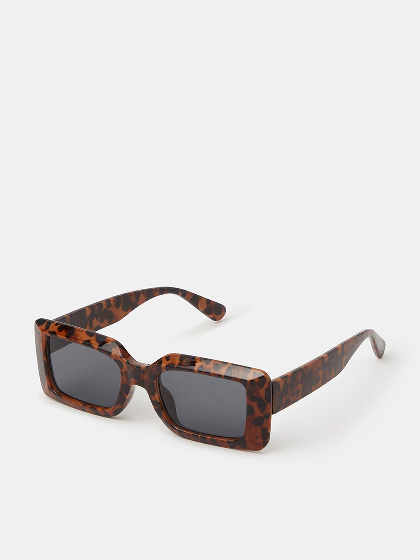 Accessorize Chunky Tort Rectangle Sunglasses - Brown