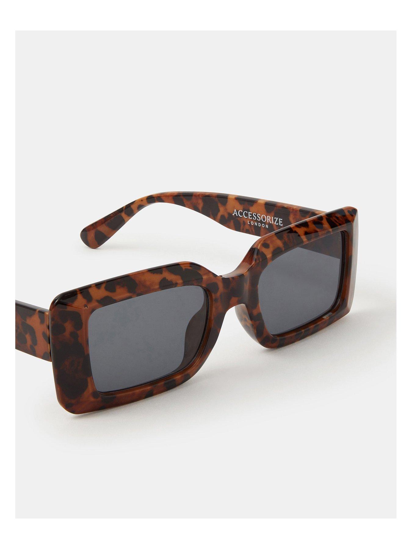 Image 3 of 3 of Accessorize Chunky Tort Rectangle Sunglasses - Brown