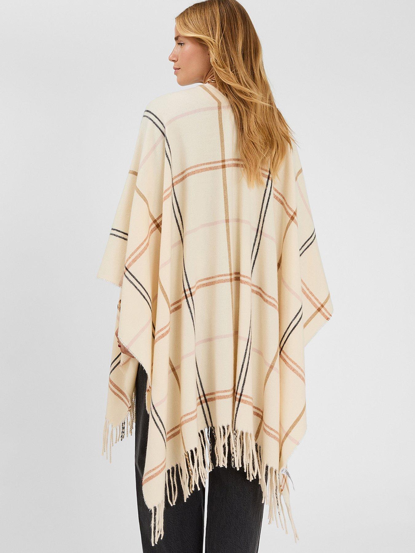 Image 2 of 5 of Accessorize Check Print Poncho - Cream