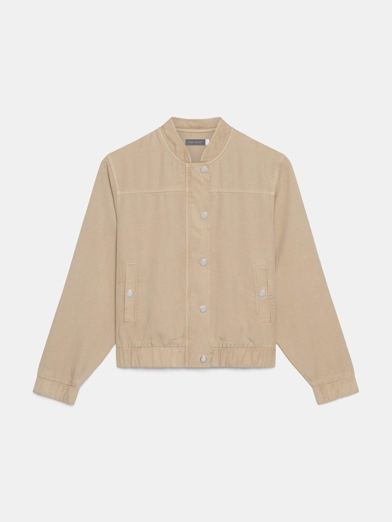 Image 5 of 6 of Mint Velvet Neutral Washed Bomber Jacket - Cream