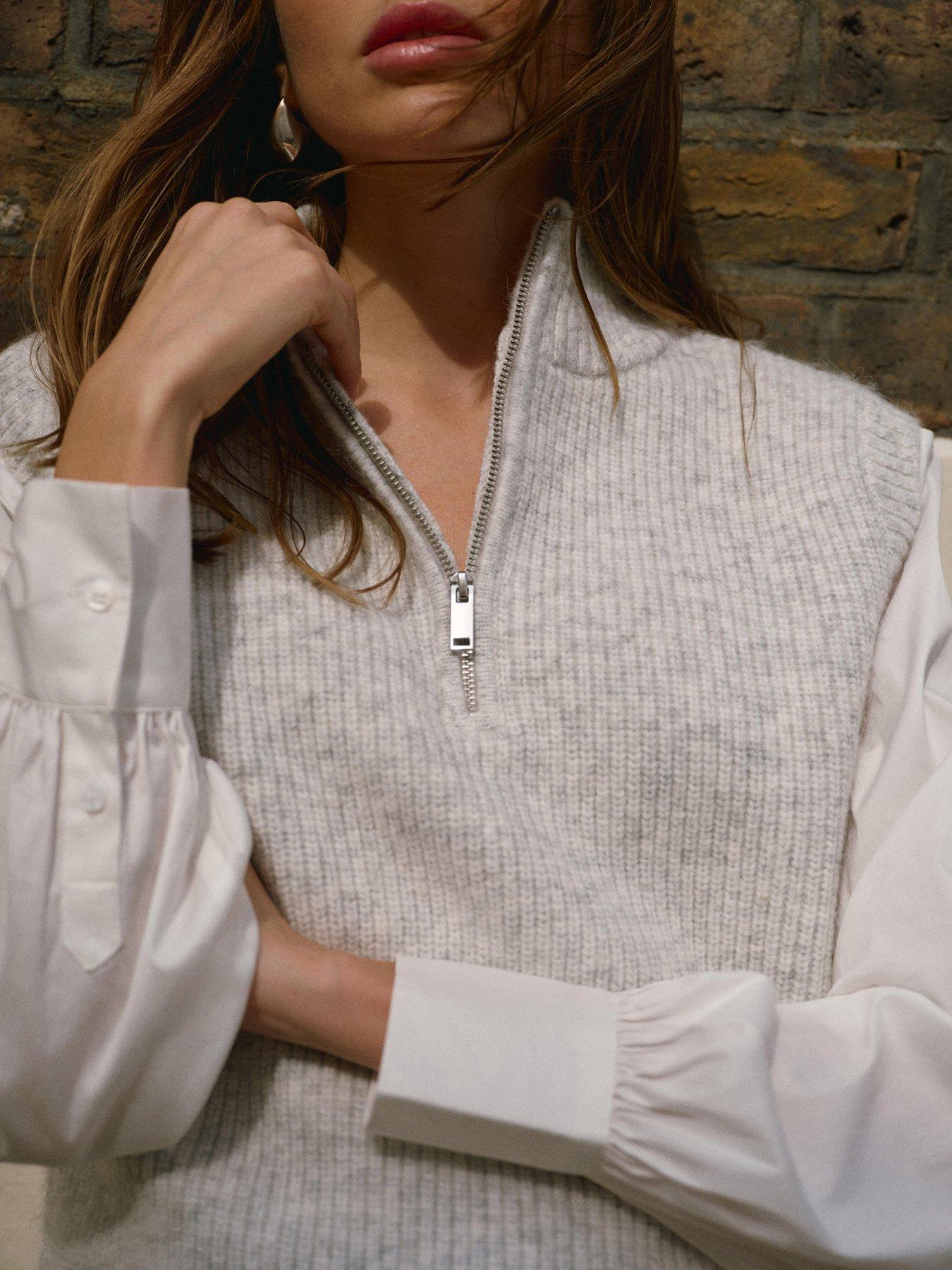 Image 3 of 6 of Mint Velvet Cosy Woven Mix Jumper - Grey