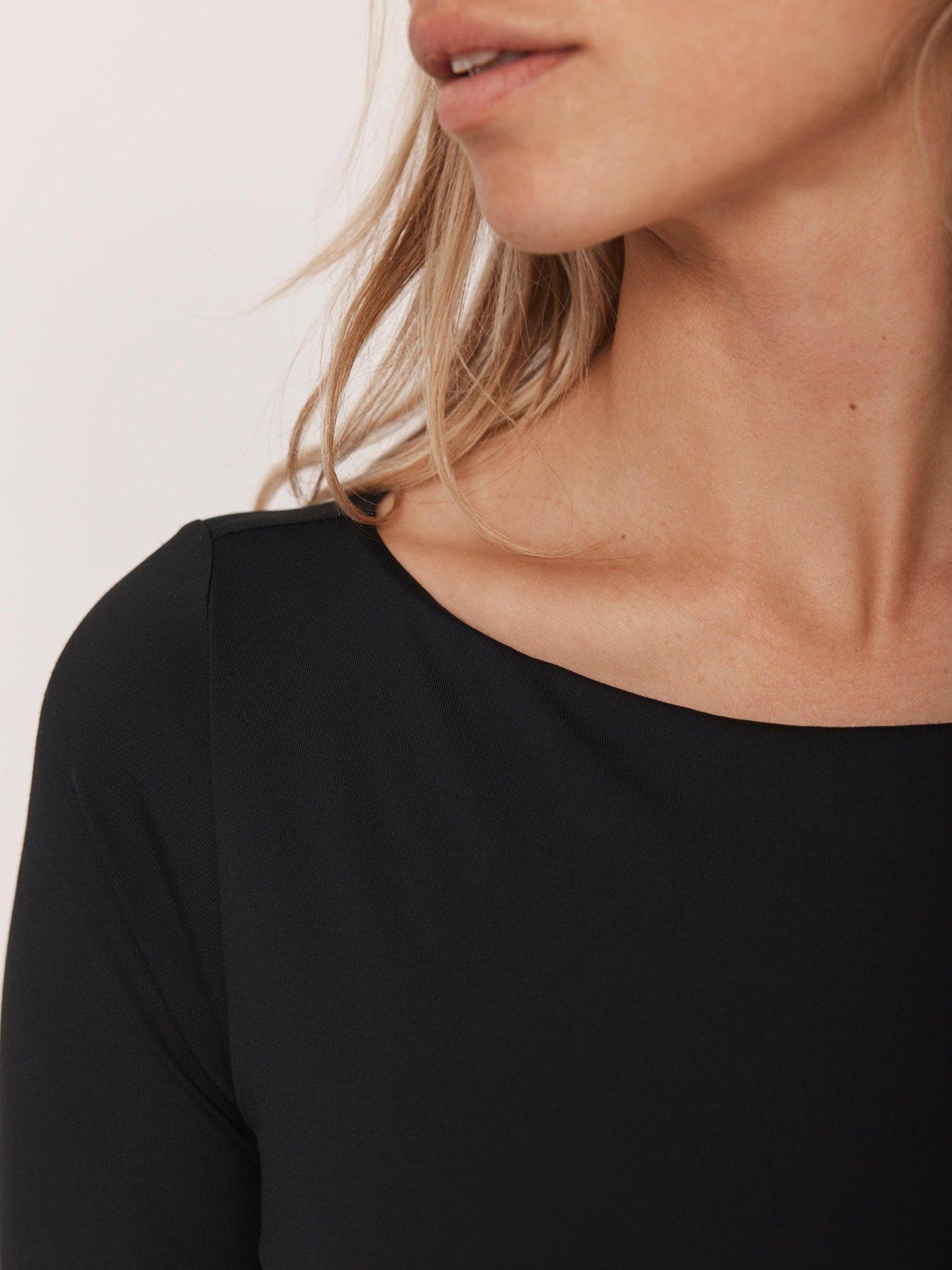 Image 3 of 6 of Mint Velvet Wide Neck Layering Top - Black