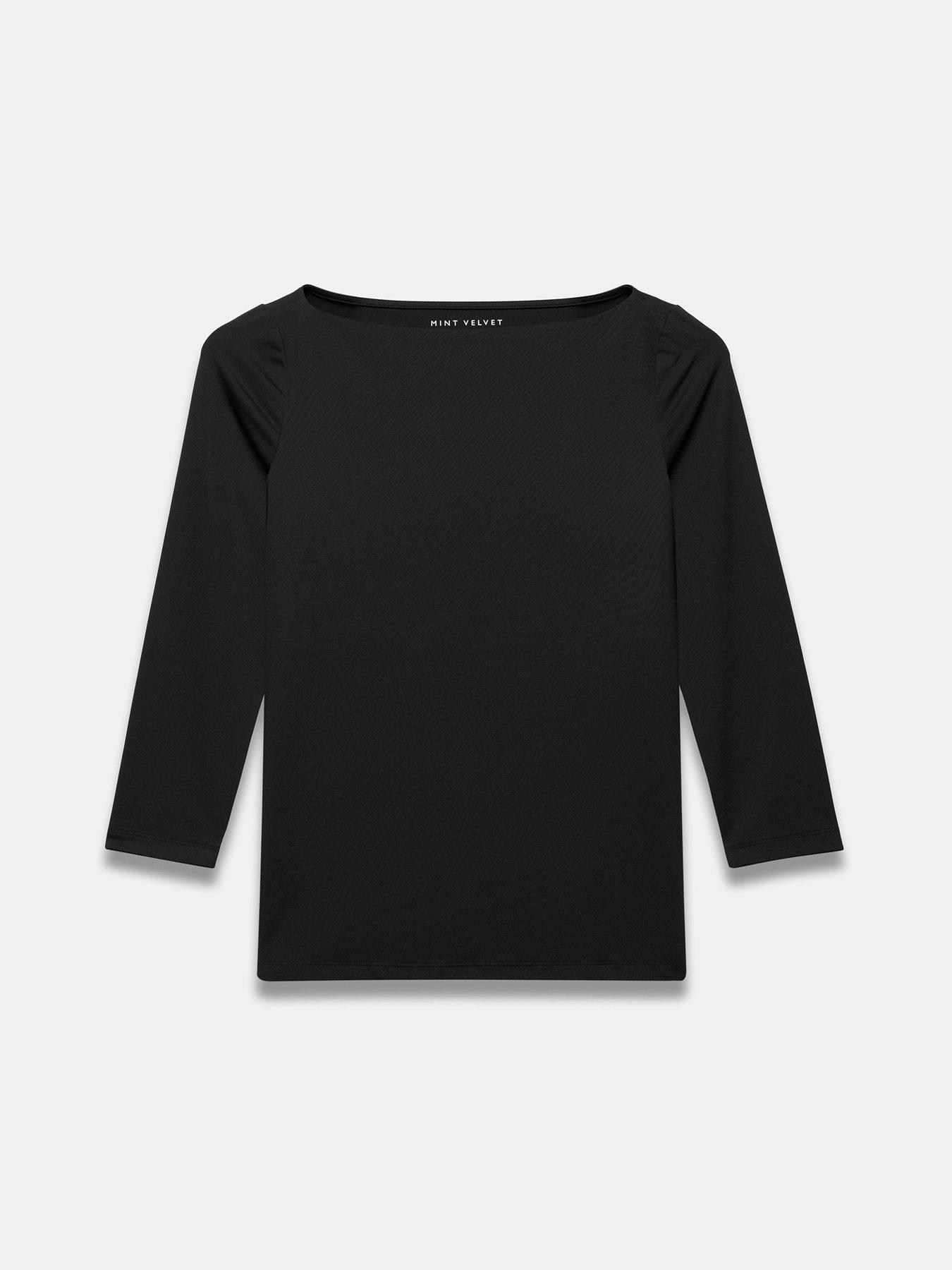 Image 5 of 6 of Mint Velvet Wide Neck Layering Top - Black