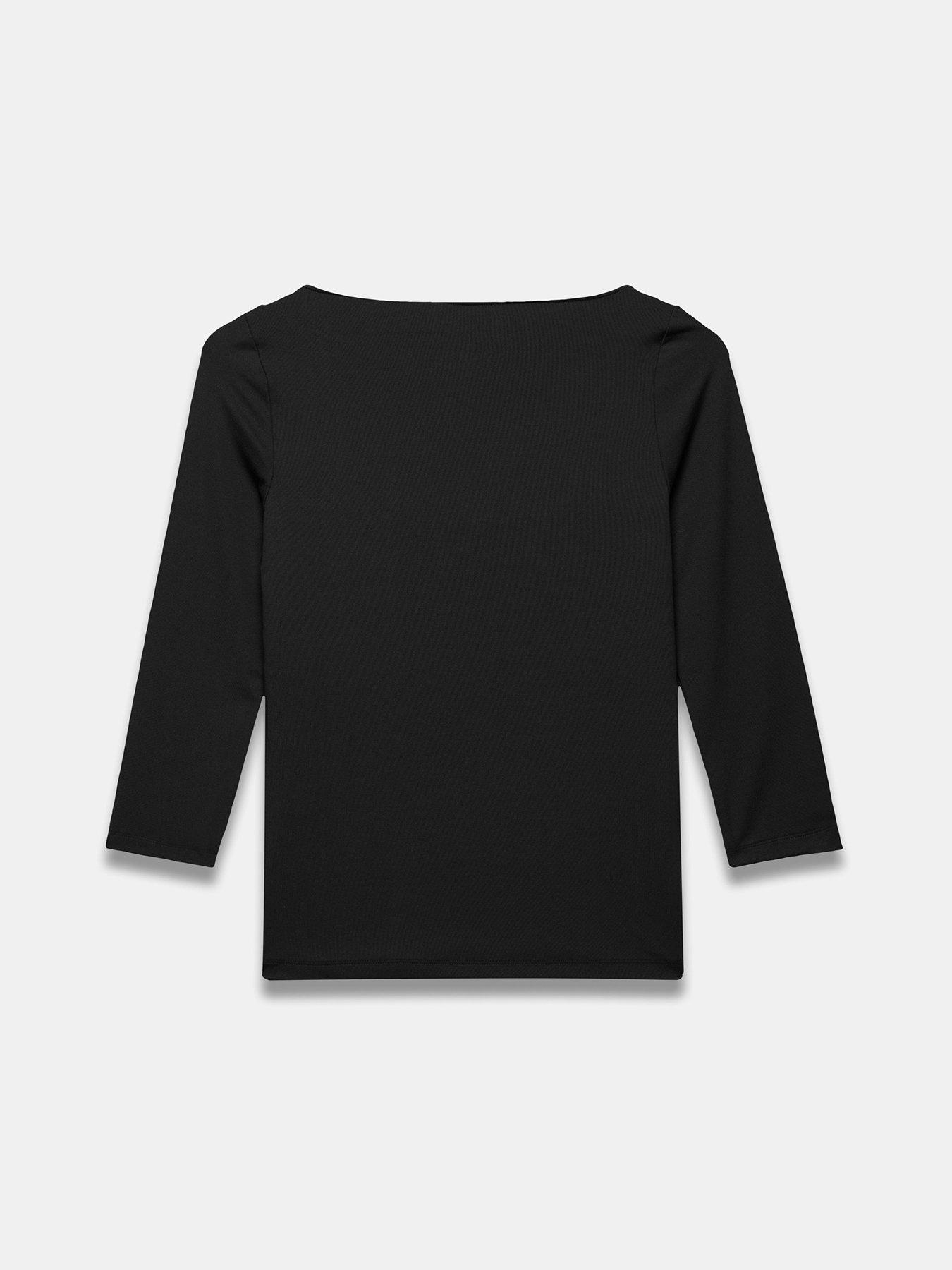 Image 6 of 6 of Mint Velvet Wide Neck Layering Top - Black
