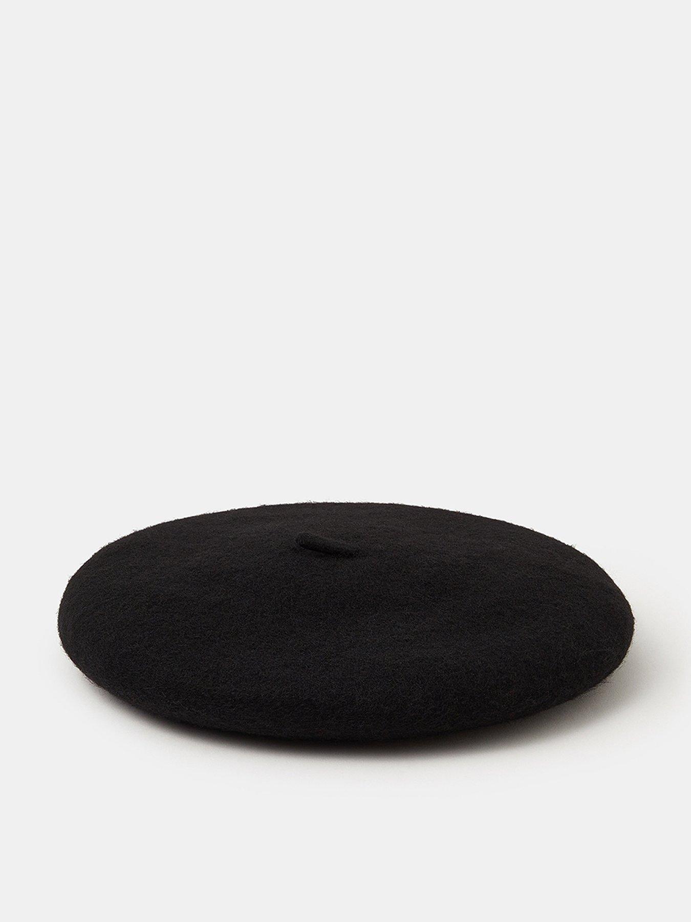 Image 1 of 5 of Accessorize Plain Wool Beret - Black