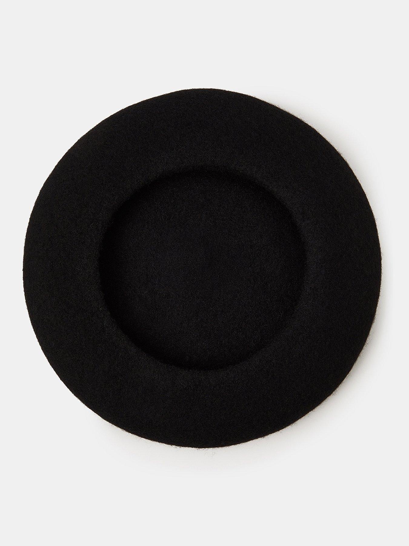 Image 3 of 5 of Accessorize Plain Wool Beret - Black