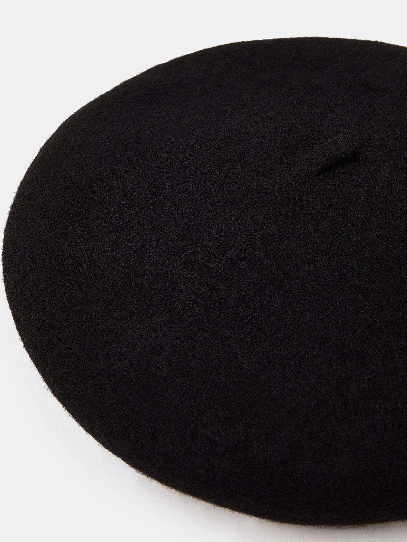 Image 4 of 5 of Accessorize Plain Wool Beret - Black
