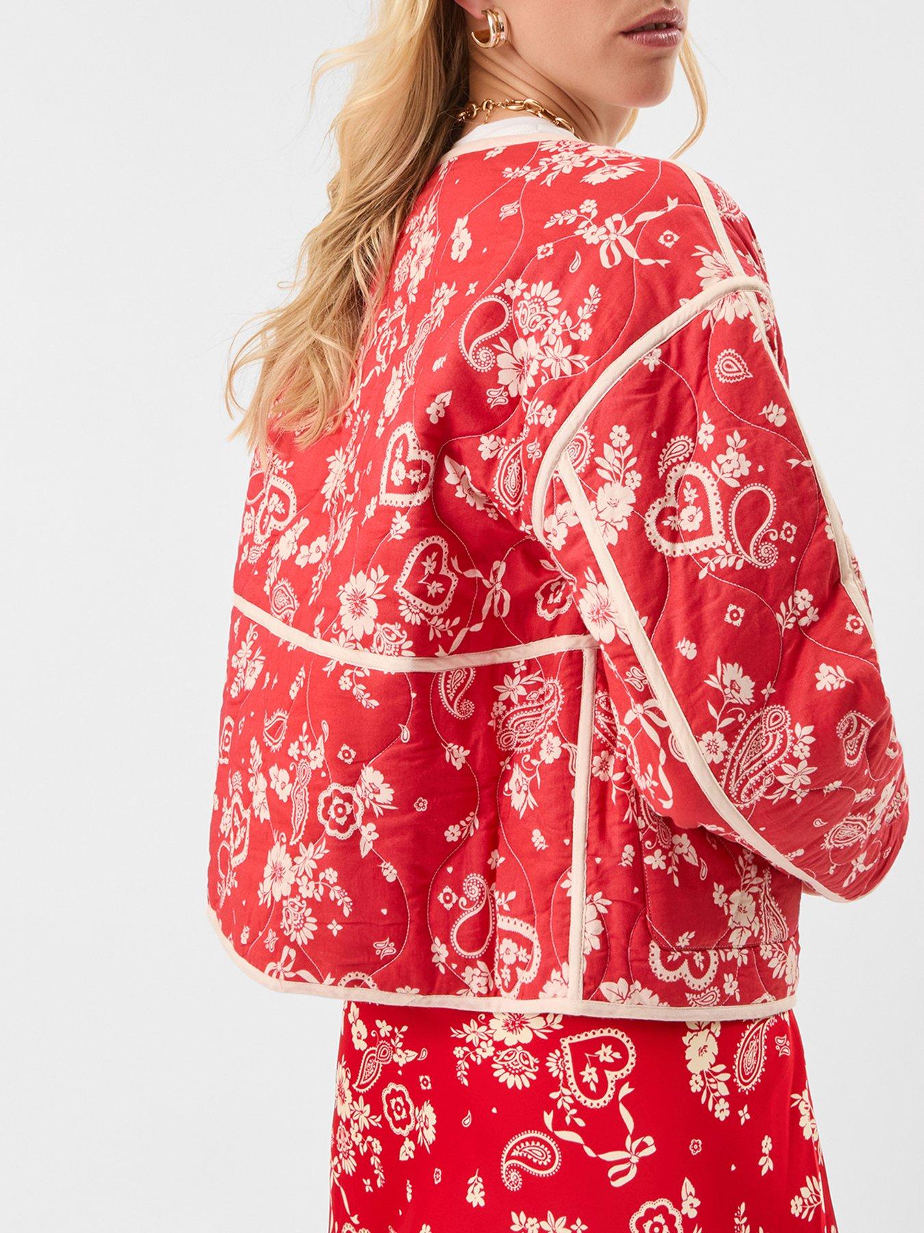 Image 2 of 5 of Accessorize Paisley Quilted Jacket - Red