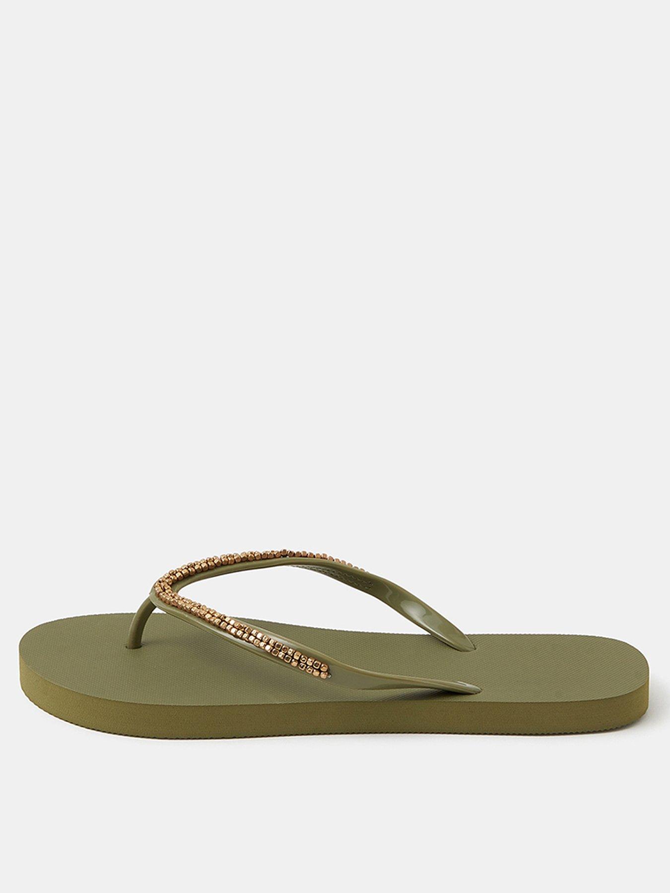 Accessorize Bead Embellished Eva Flip Flips - Green
