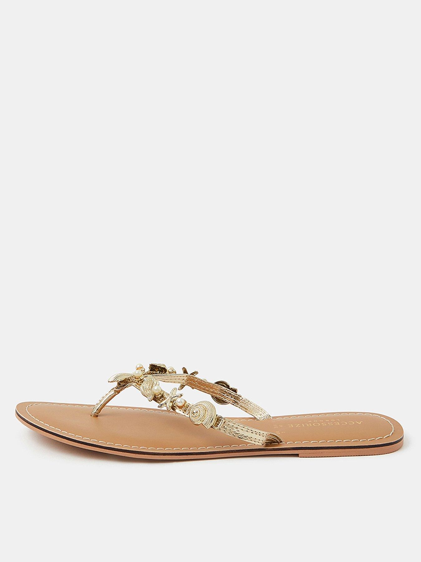 Image 1 of 4 of Accessorize Seashell Sandal - Gold