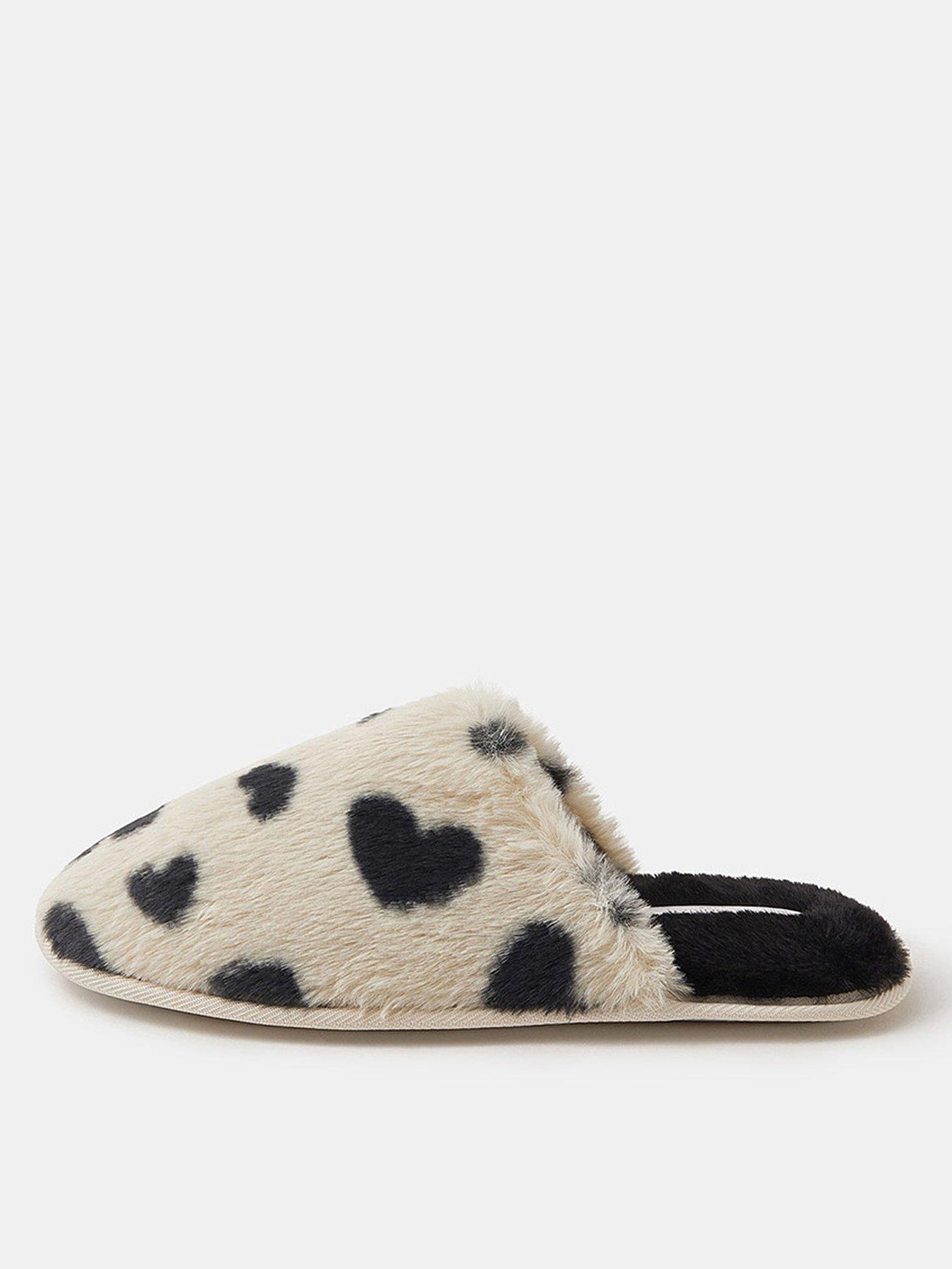 Accessorize Heart Fluffy Mule Slippers - Multi
