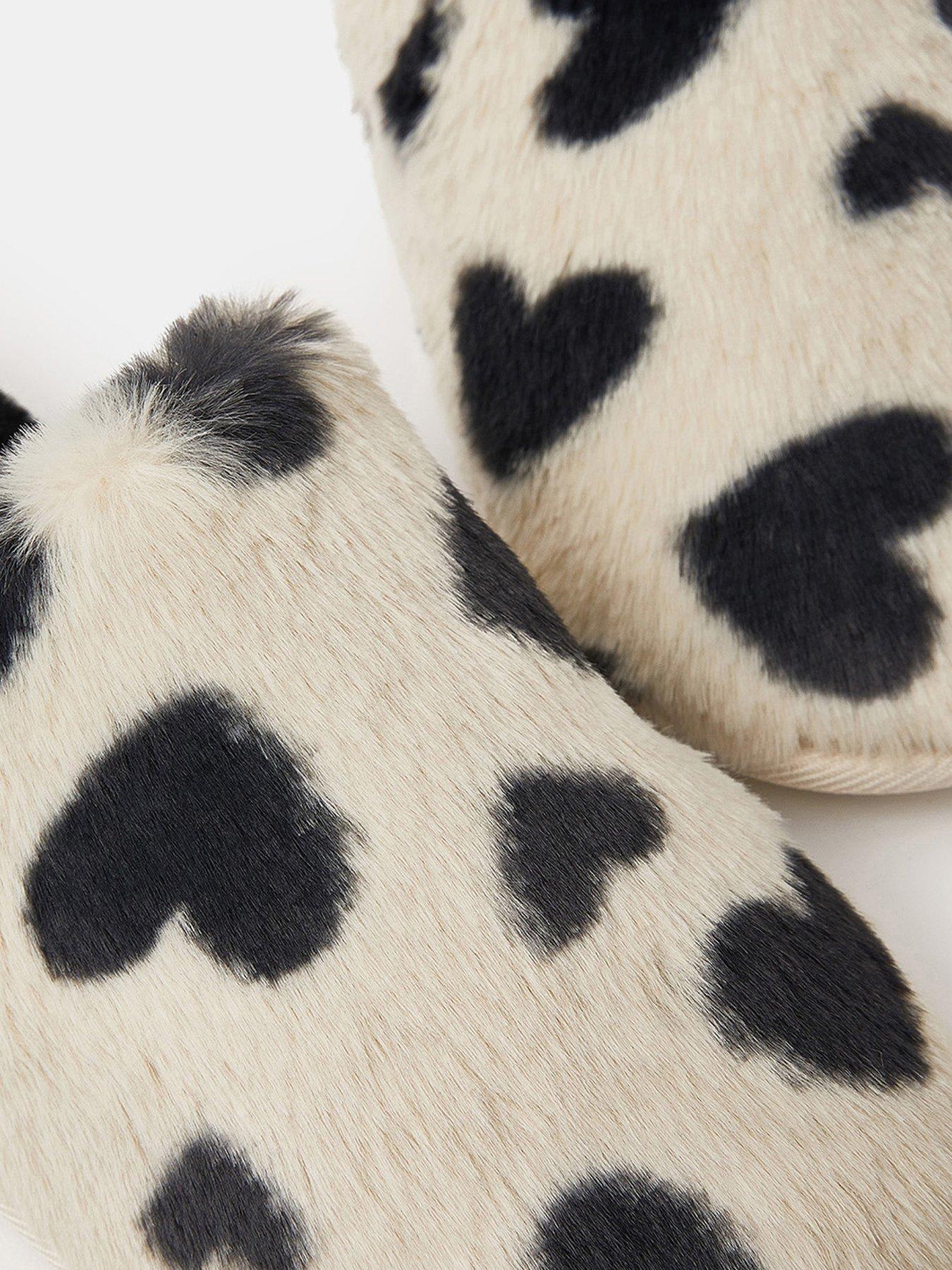 Image 3 of 4 of Accessorize Heart Fluffy Mule Slippers - Multi