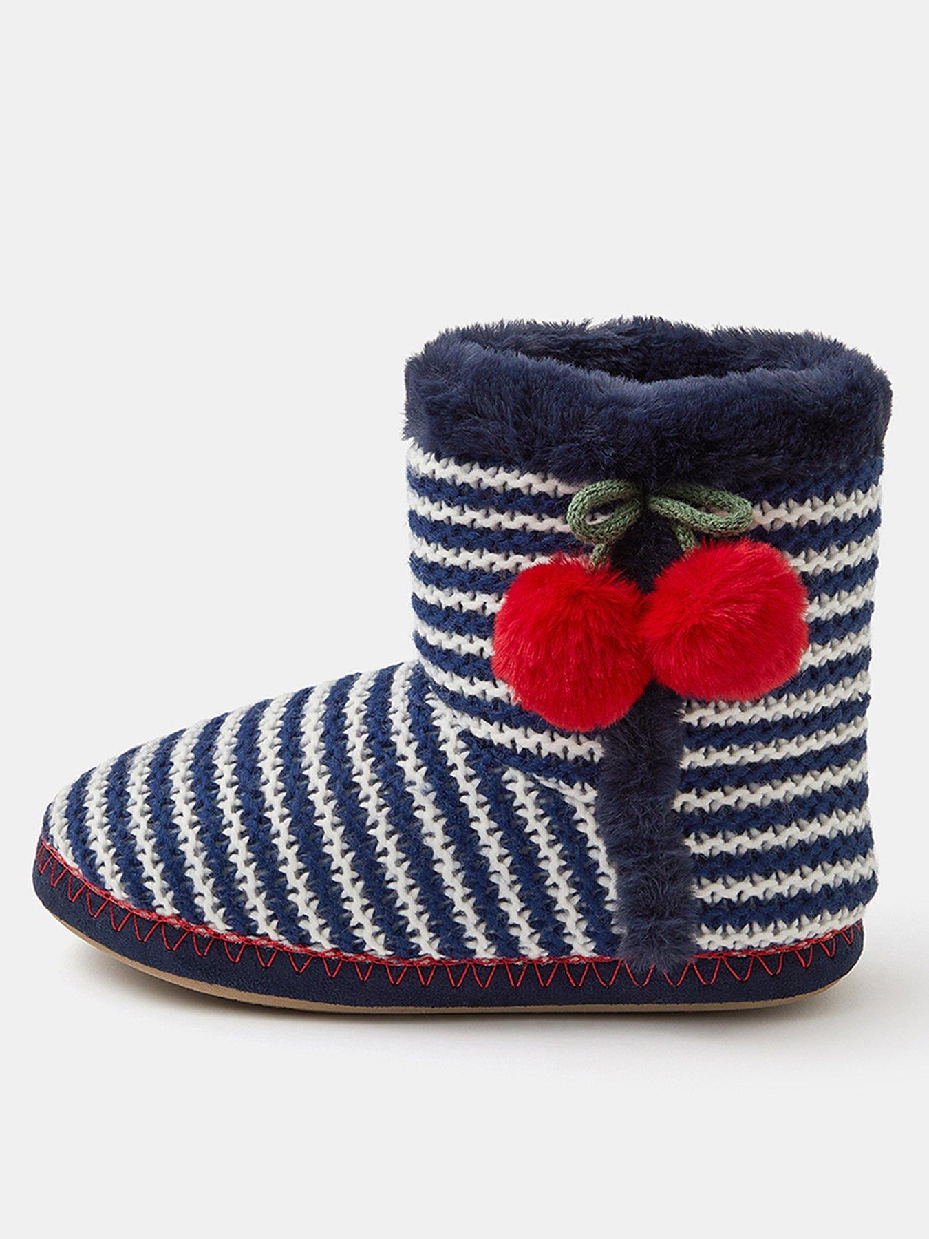 Accessorize Cherry Stripe Slipper Boots - Blue