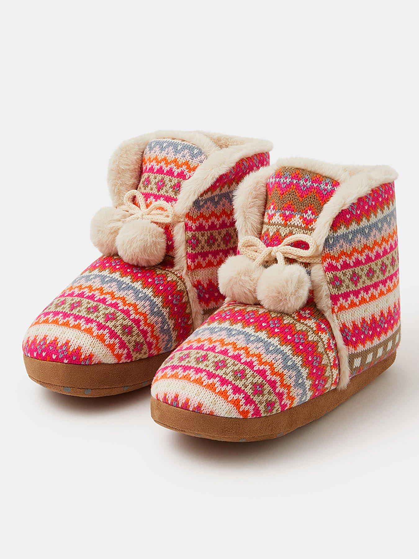  image of accessorize-fair-isle-slipper-boots-multi