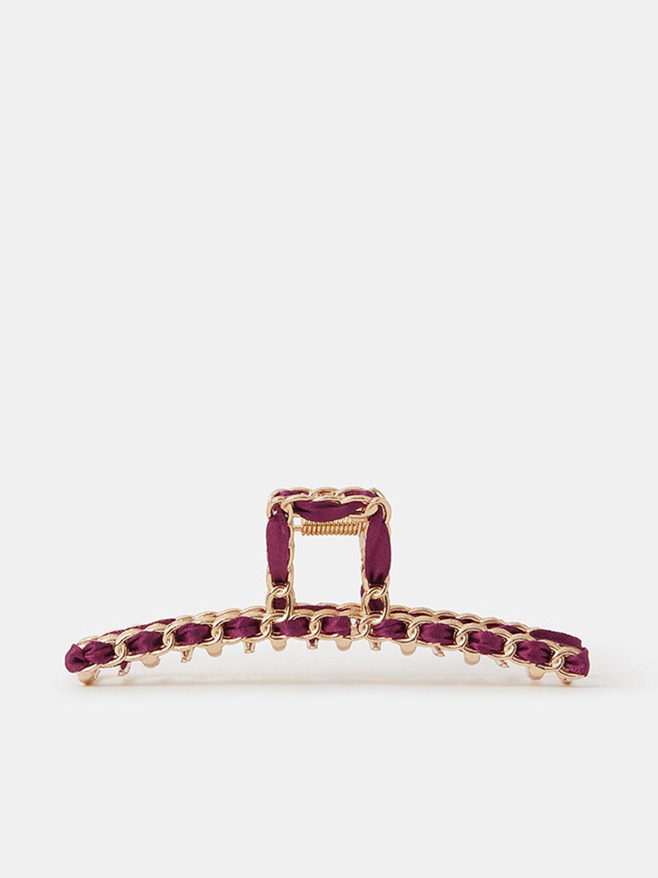 Image 1 of 3 of Accessorize Threaded Ribbon Link Claw Clip - Red
