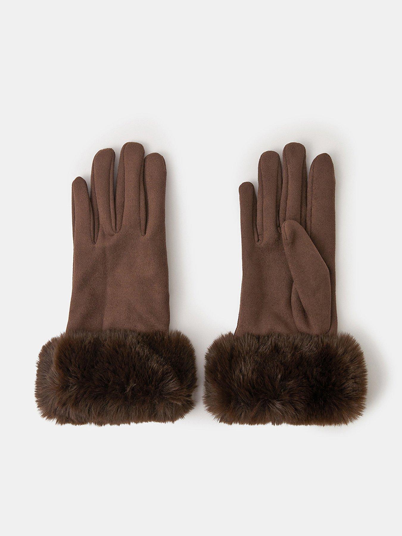  image of accessorize-suedette-cuff-gloves-black