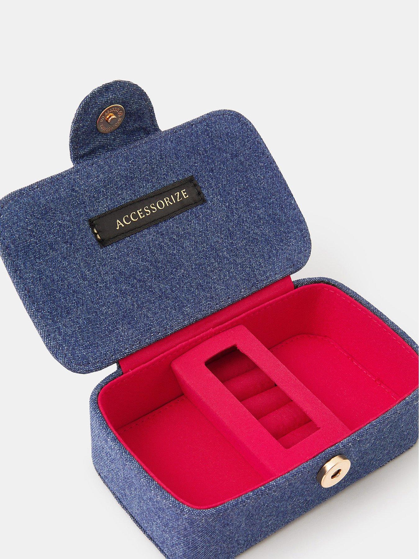 Image 3 of 3 of Accessorize Small Paris Denim Jewellery Box - Blue
