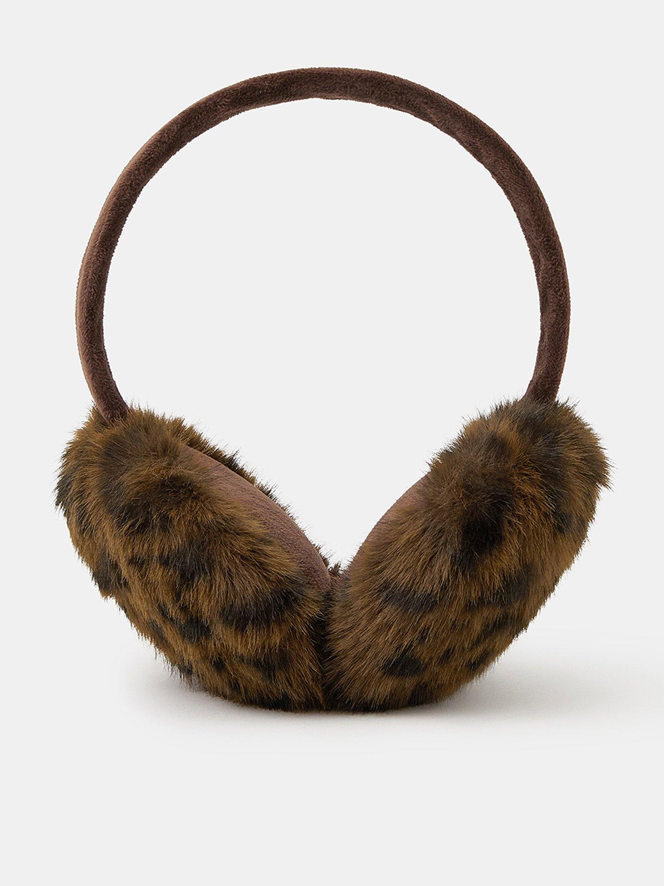 undefined Faux Fur Leopard Print Earmuffs