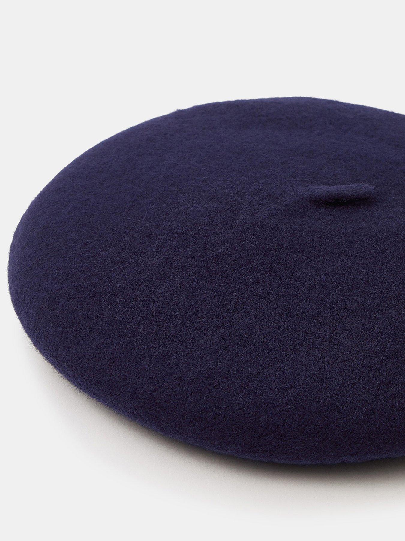 Image 3 of 3 of Accessorize Plain Wool Beret - Navy