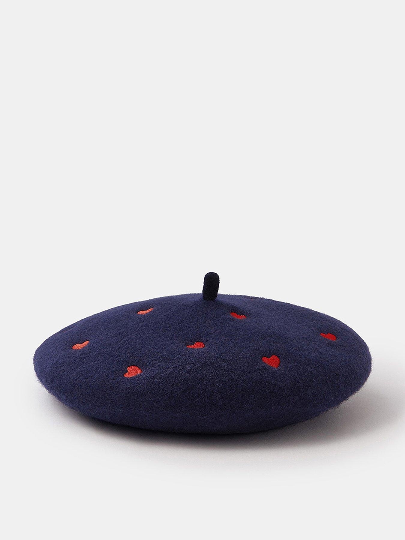 undefined Heart Embroidered Wool Beret