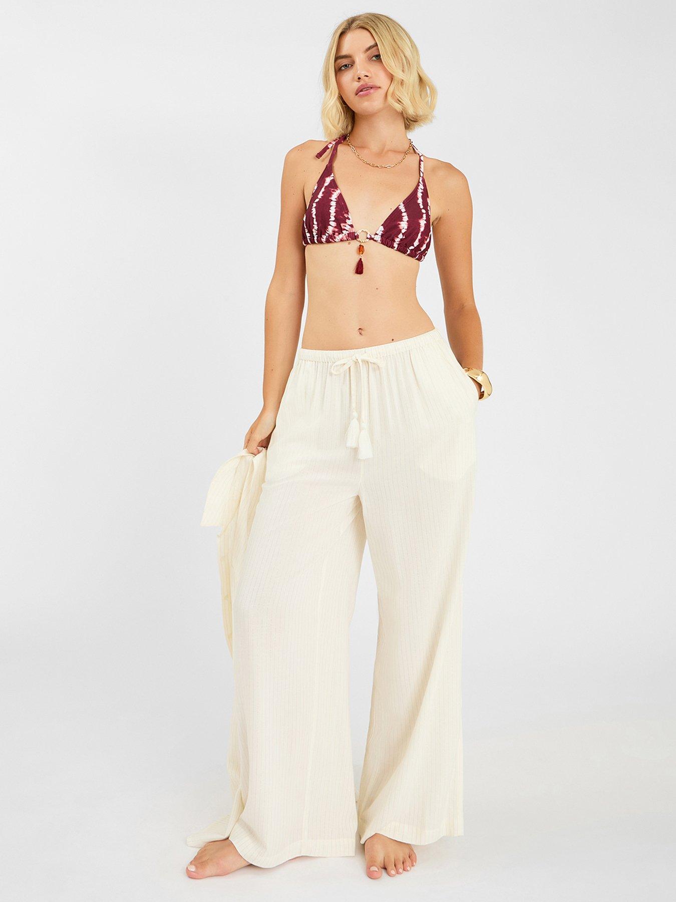 Accessorize Lurex Stripe Trousers - Cream