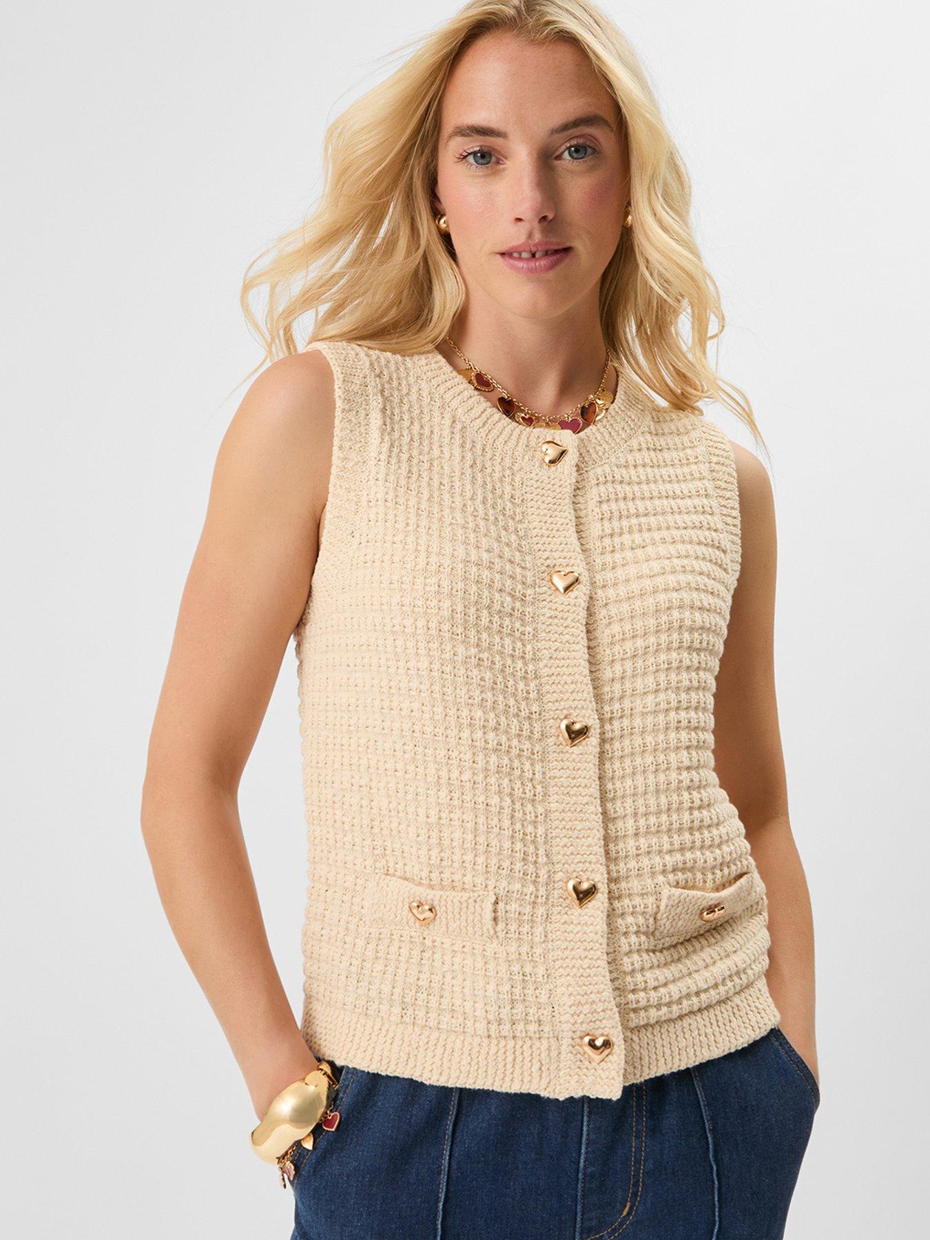 Image 1 of 5 of Accessorize Cotton Knit Waistcoat - Cream