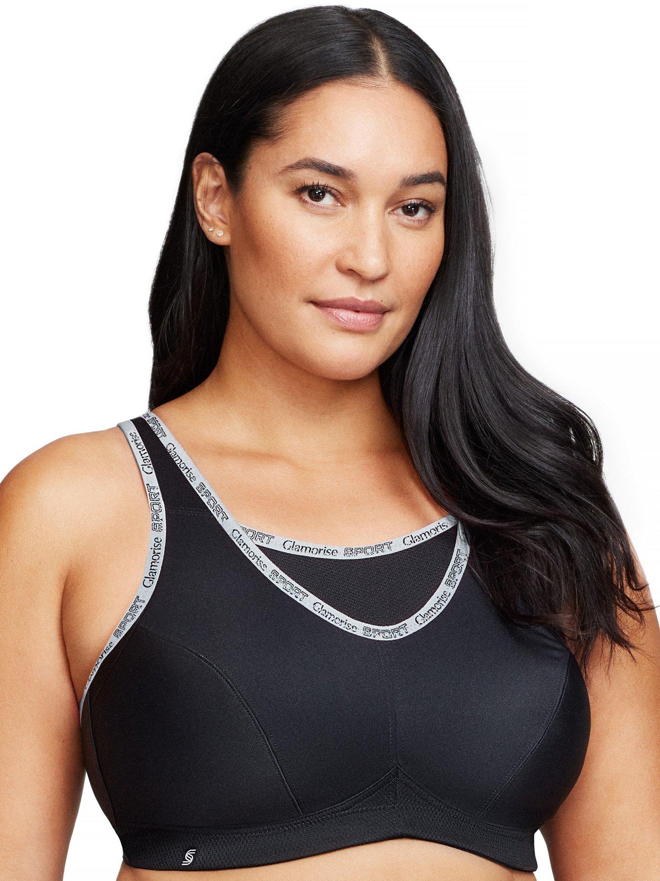  image of glamorise-1066-plus-size-camisole-sport-bra-black