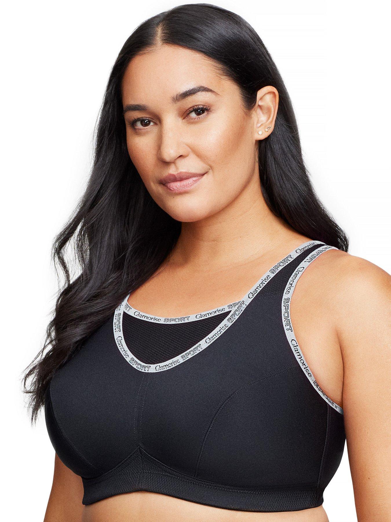  image of glamorise-1066-plus-size-camisole-sport-bra-black