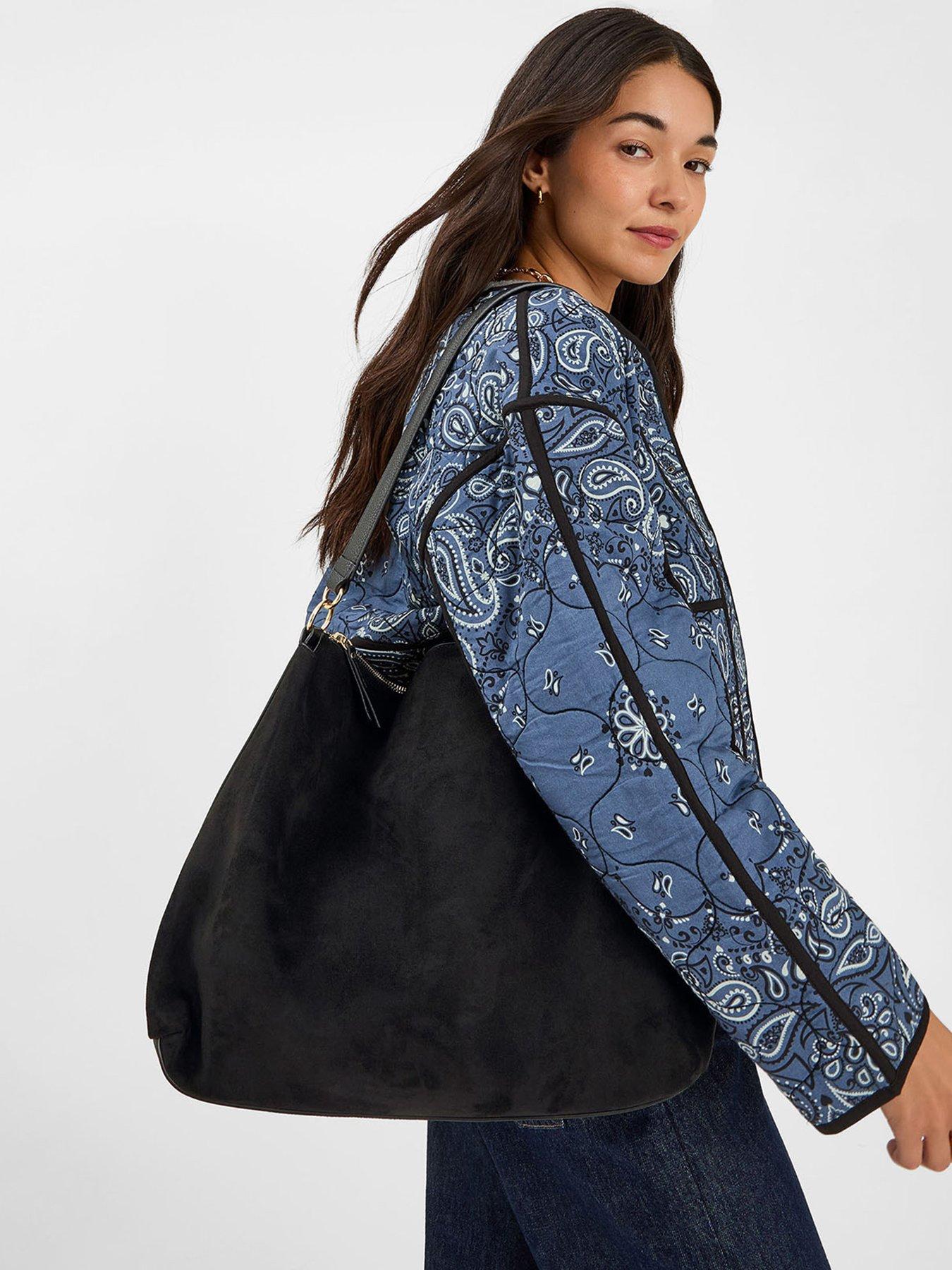  image of accessorize-large-slouchy-suedette-handbag-black