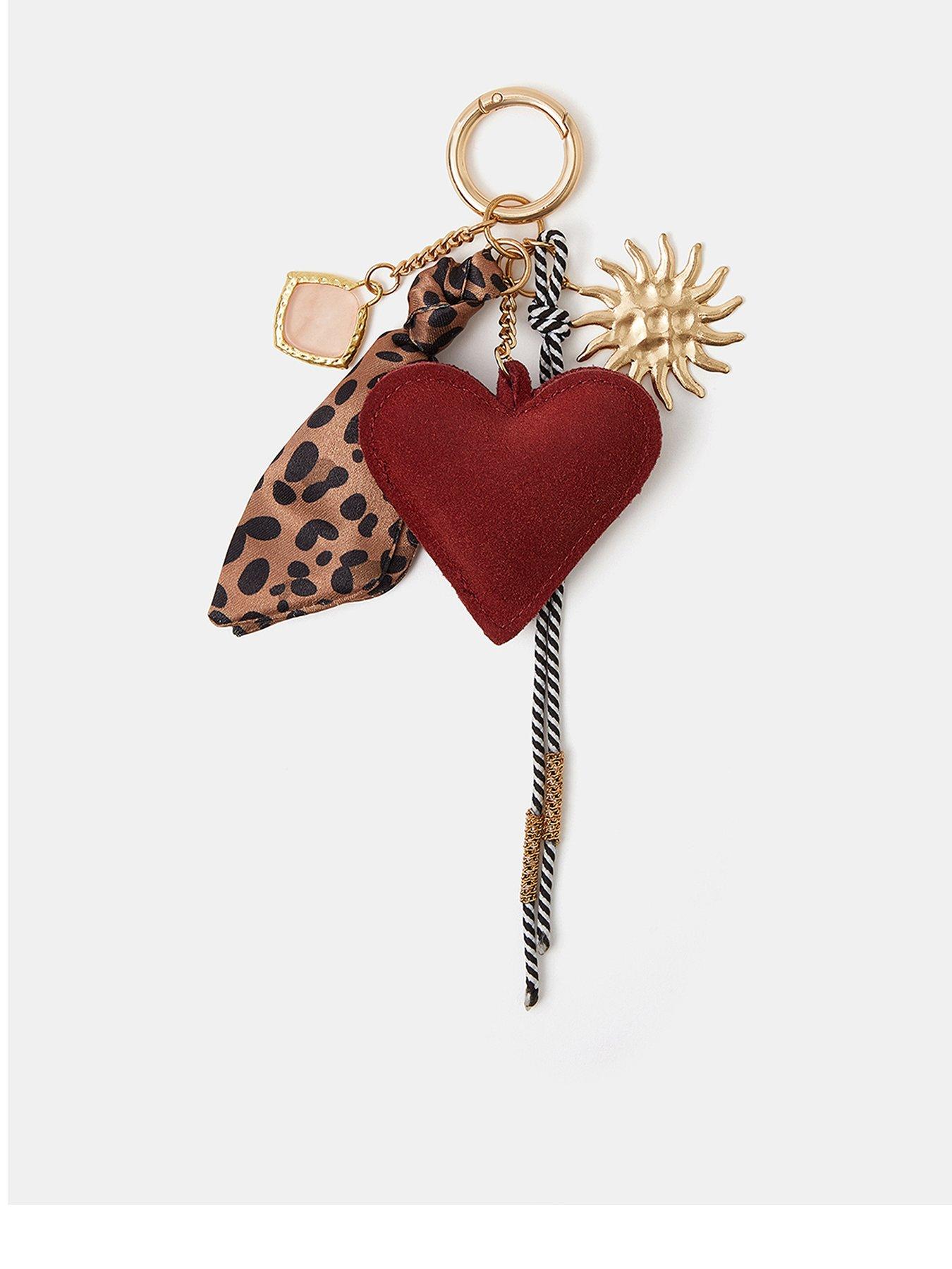 Accessorize Leopard Heart Bag Charm - Multi