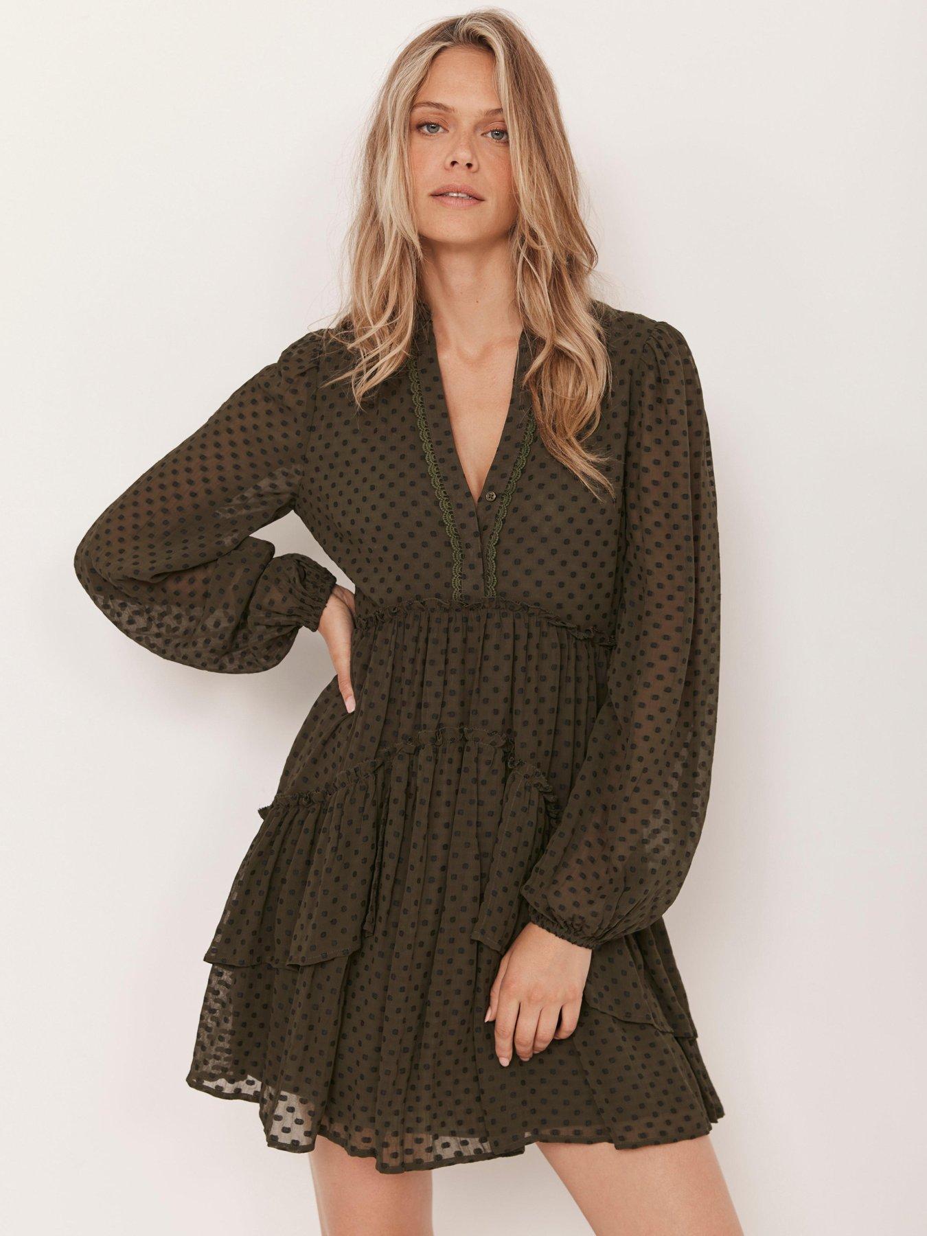 mint-velvet-khaki-jacquard-mini-dress-green