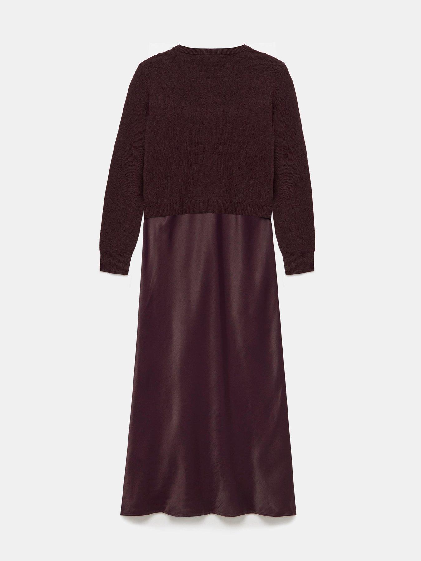Image 6 of 6 of Mint Velvet Burgundy Jumper &amp; Slip Dress - Red