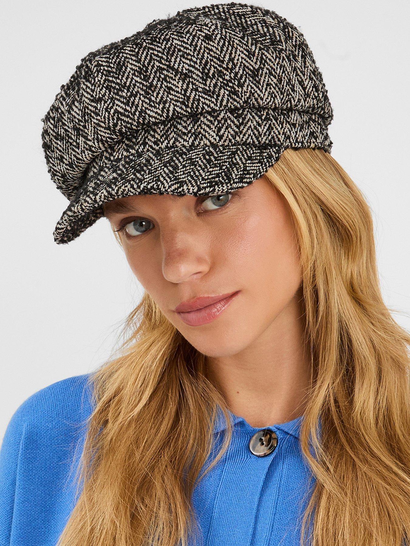  image of accessorize-herringbone-baker-boy-hat-black
