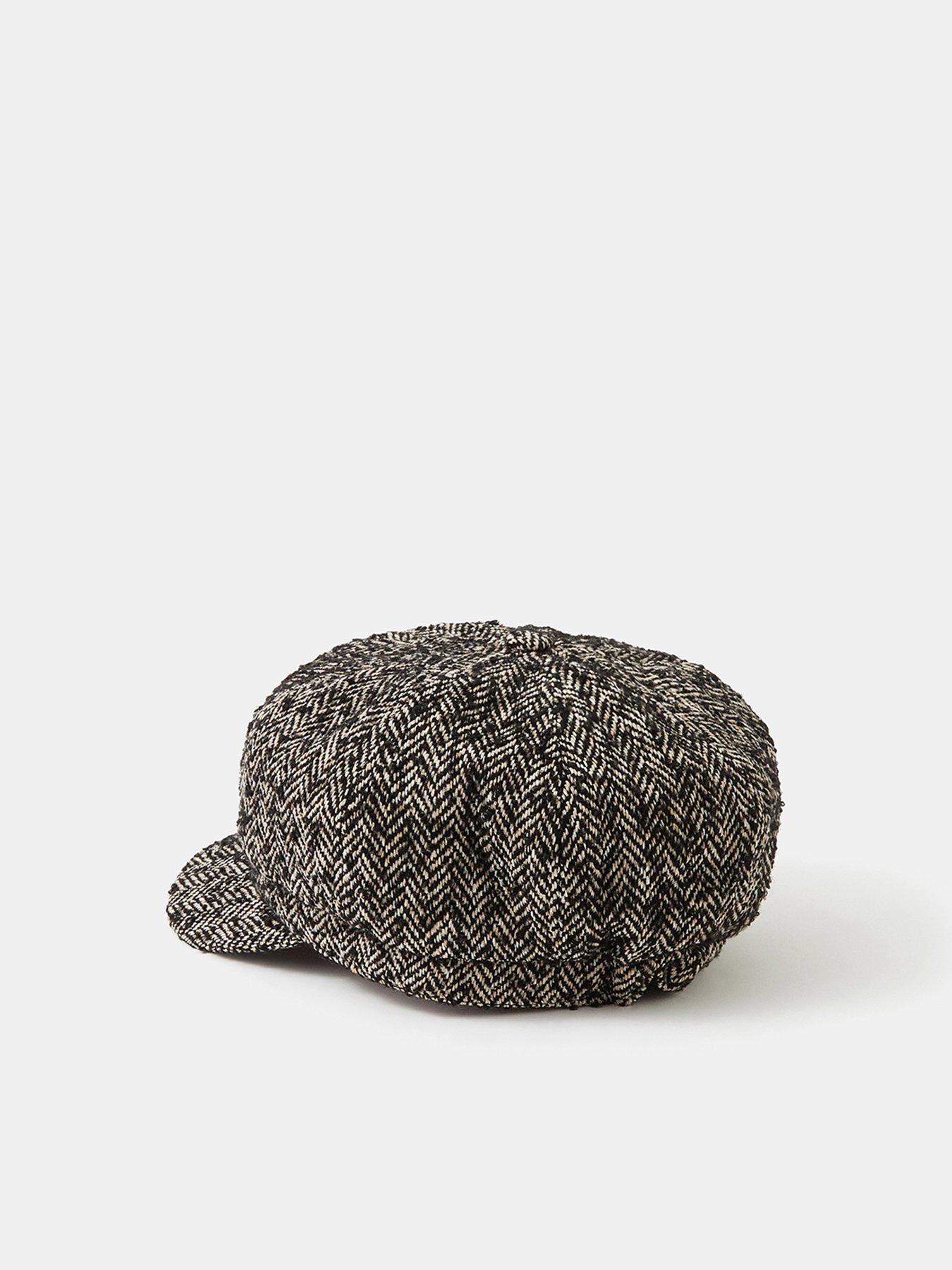  image of accessorize-herringbone-baker-boy-hat-black